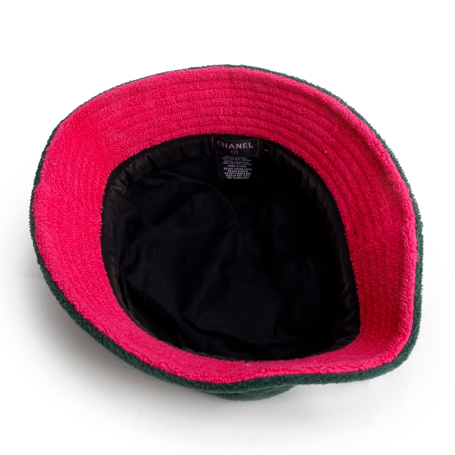 Chanel Green Terry Cloth CC Bucket Hat, Size L