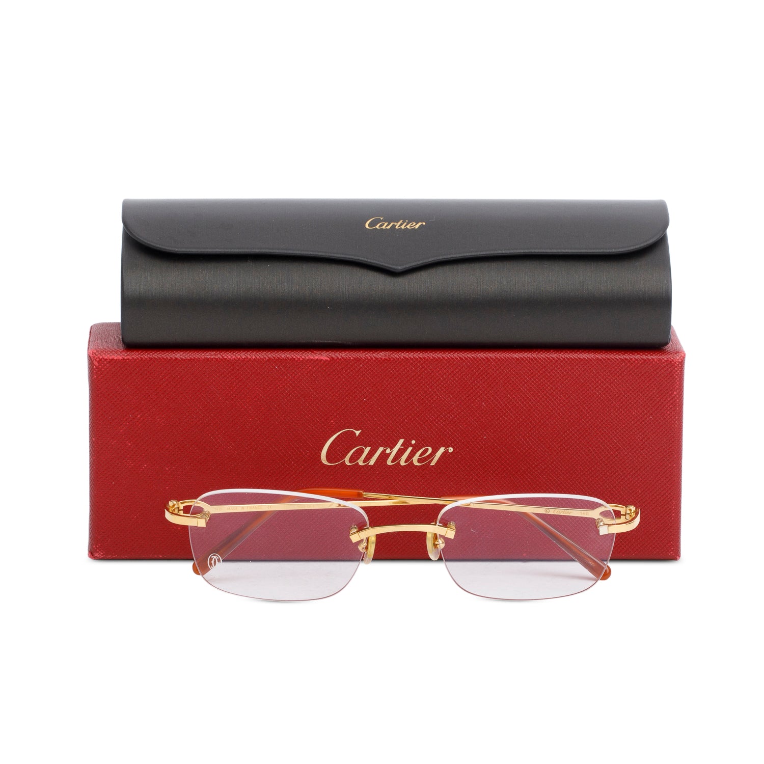 Cartier CT00500 Rimless Rectangle C-Decor Eyeglasses w/ Box & Case