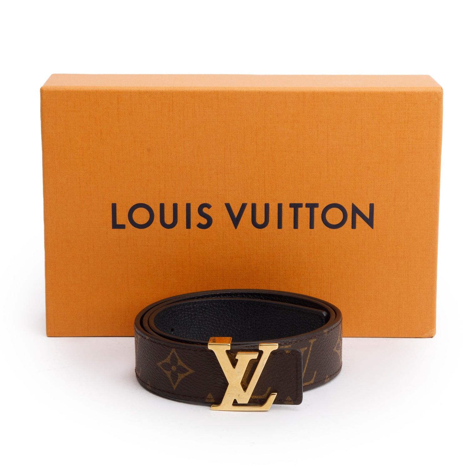 Louis Vuitton 2025 Black Monogram 30mm LV Initials Reversible Belt 75 30 w/ Box & Receipt
