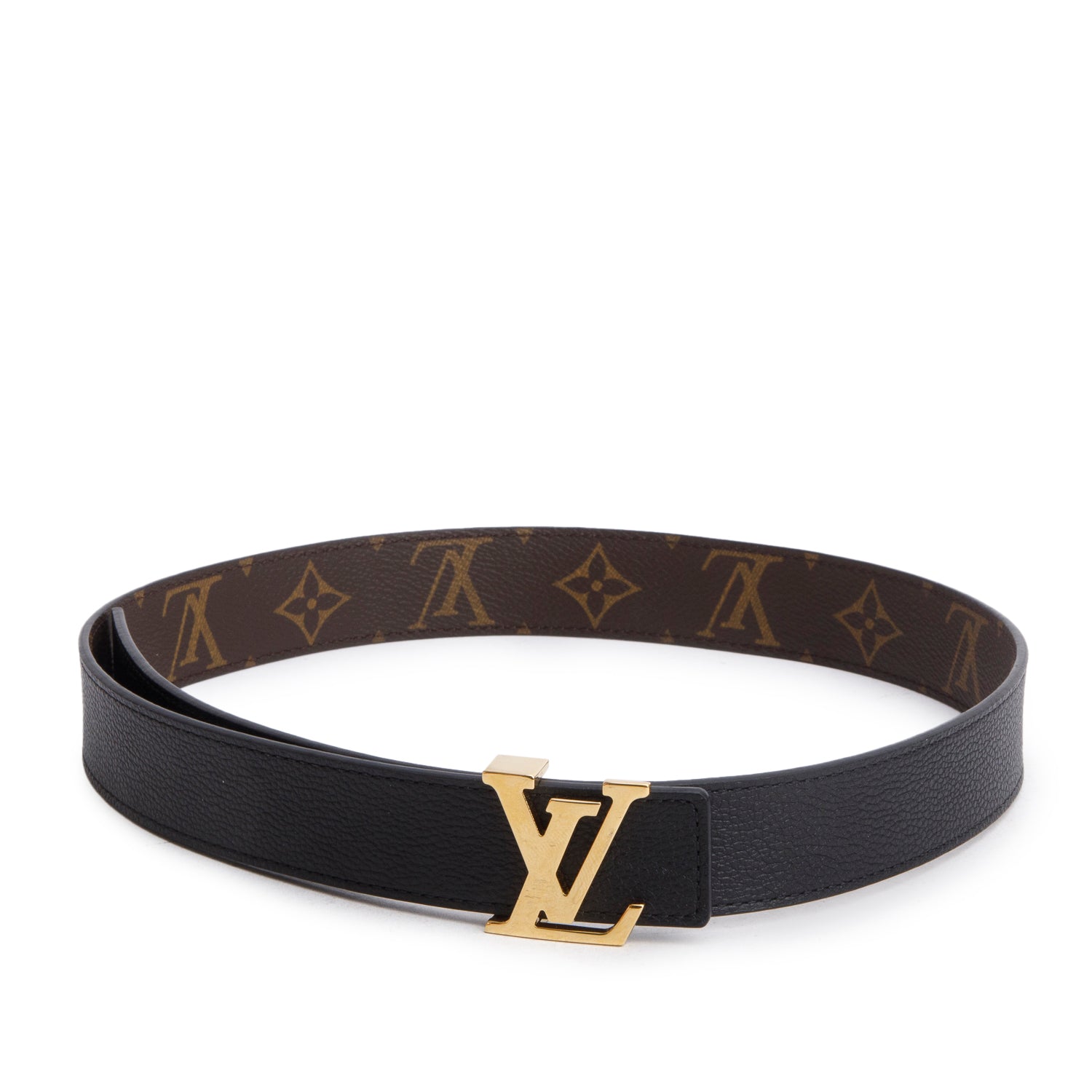 Louis Vuitton 2025 Black Monogram 30mm LV Initials Reversible Belt 75 30 w/ Box & Receipt