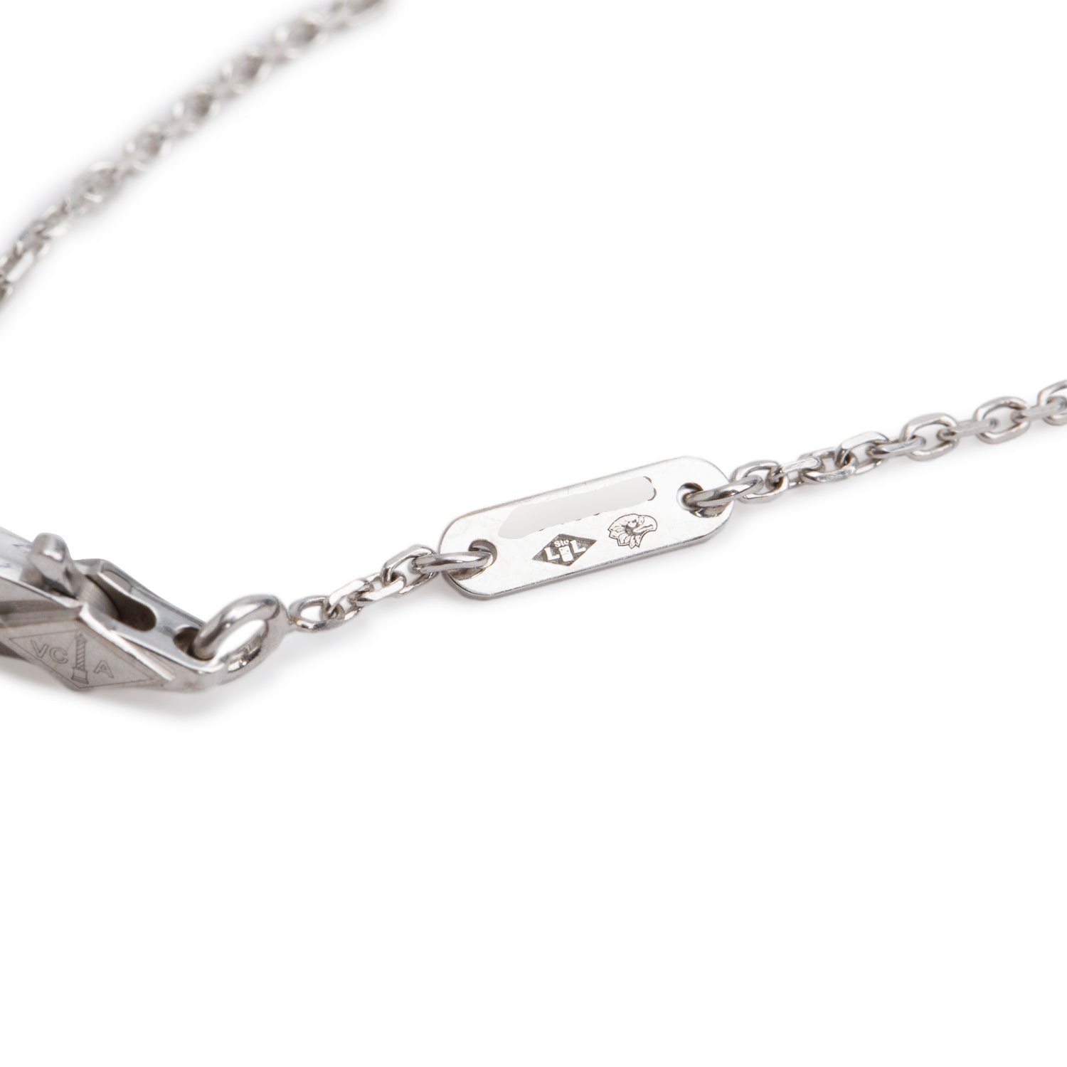 Van Cleef & Arpels 2024 18k White Gold Sweet Alhambra 1 Motif Diamond Bracelet w/ Box, Receipt & Certificate