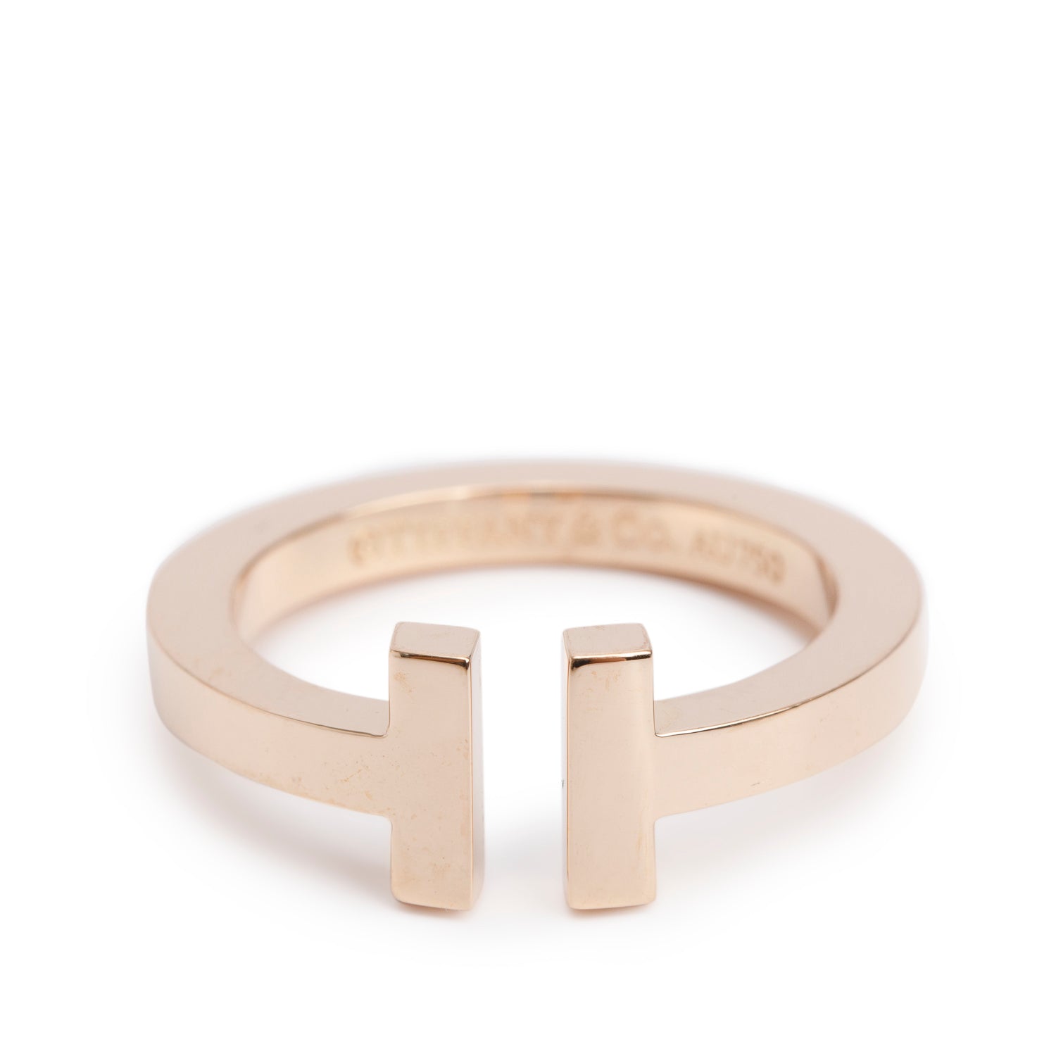 Tiffany & Co. 18k Rose Gold T Square Ring, Size 7.25 w/ Box