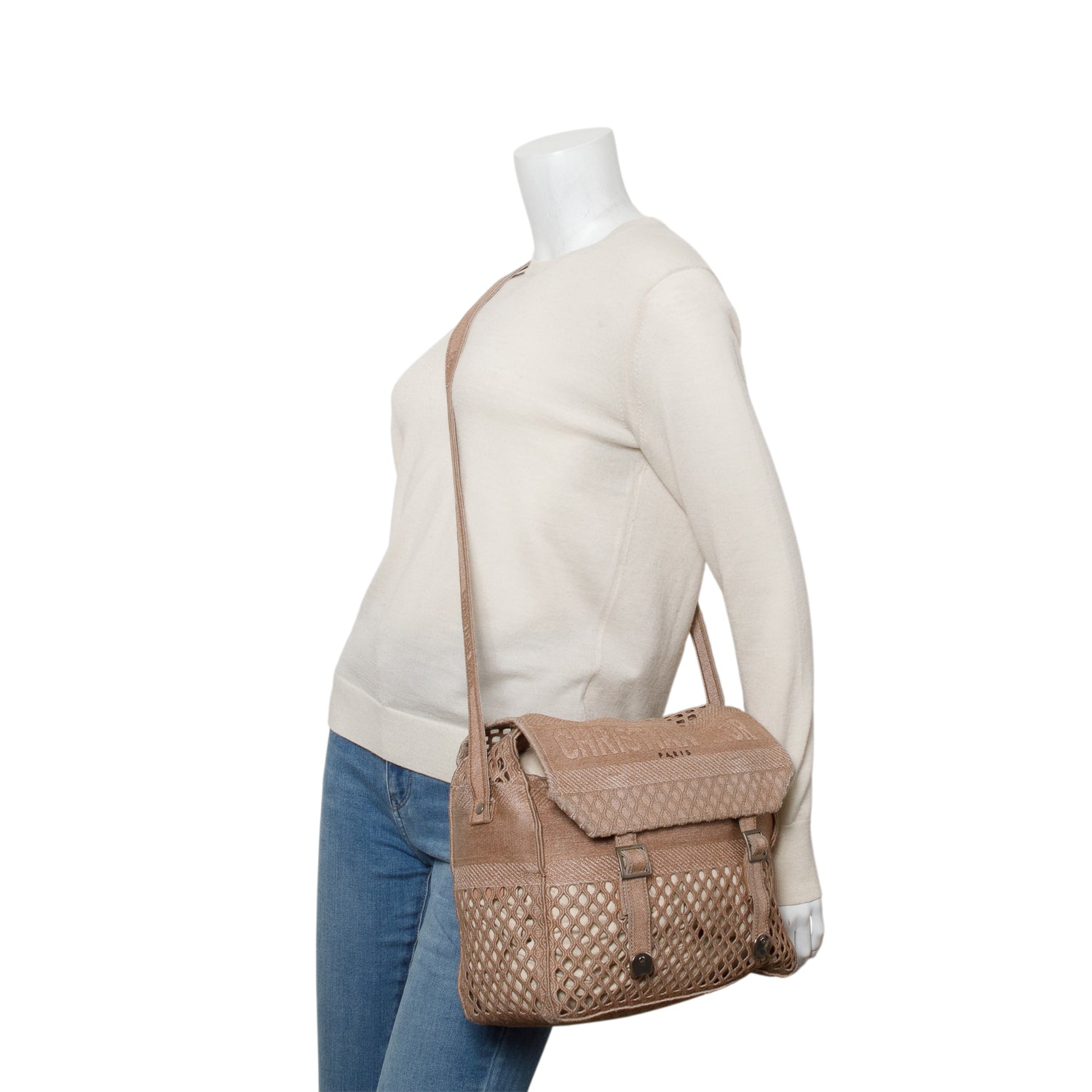 Christian Dior 2020 Brown Canvas Embroidered Mesh Diorcamp Messenger w/ Box