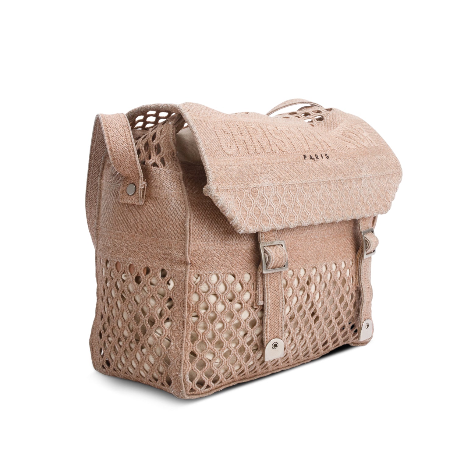 Christian Dior 2020 Brown Canvas Embroidered Mesh Diorcamp Messenger w/ Box