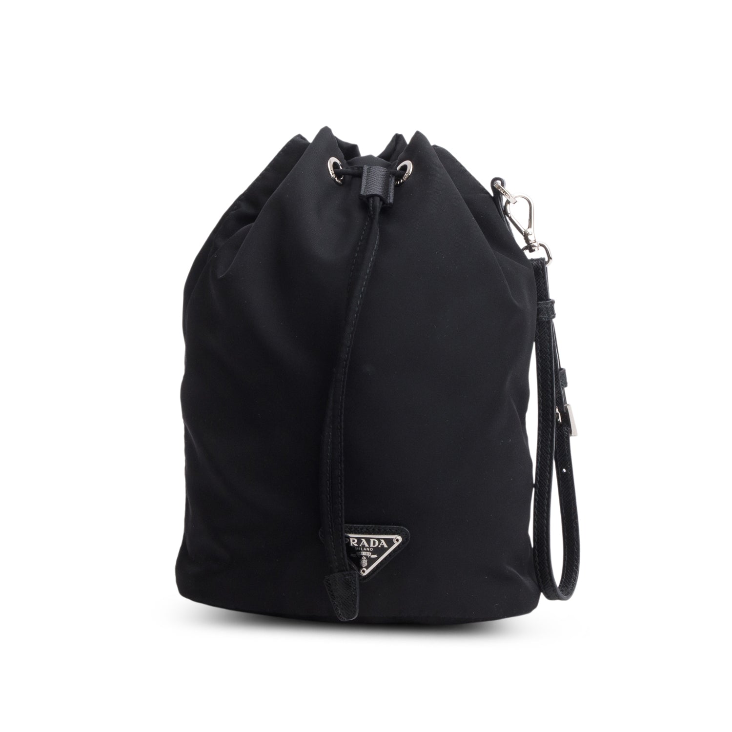 Prada Black Tessuto Nylon Mini Bucket Bag w/ Box