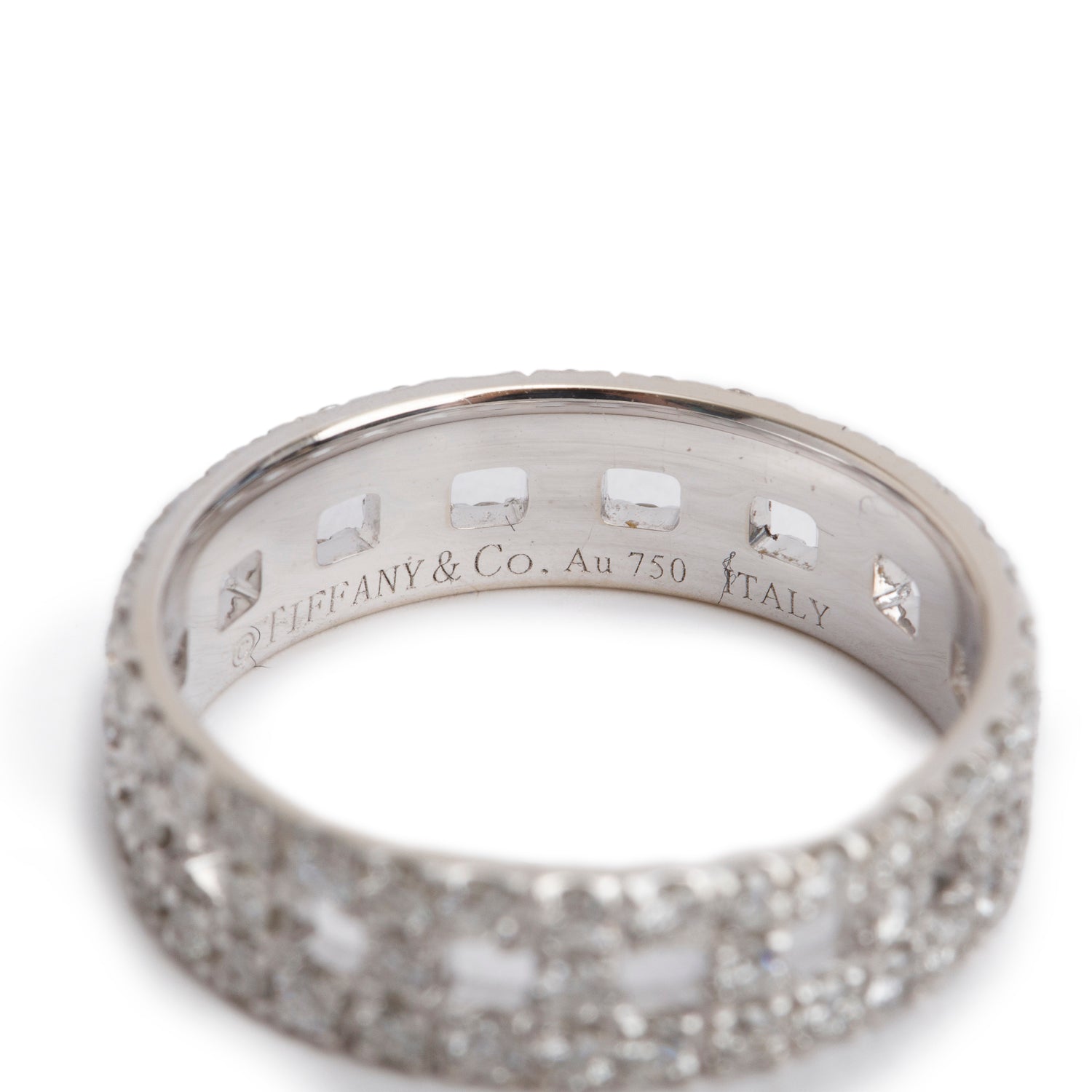 Tiffany & Co. 18k White Gold Diamond T True Wide 5.5 MM Ring, Size 7 w/ Box