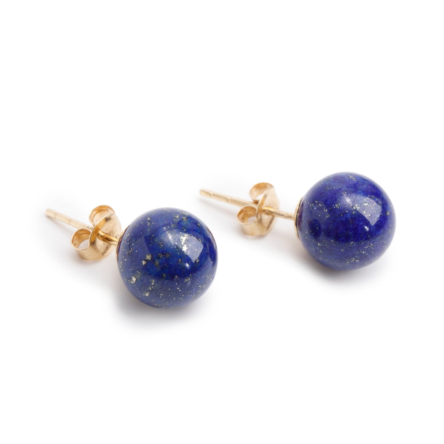 Effy 14k Yellow Gold Lapis Lazuli 10MM Button Stud Earrings w/ Box