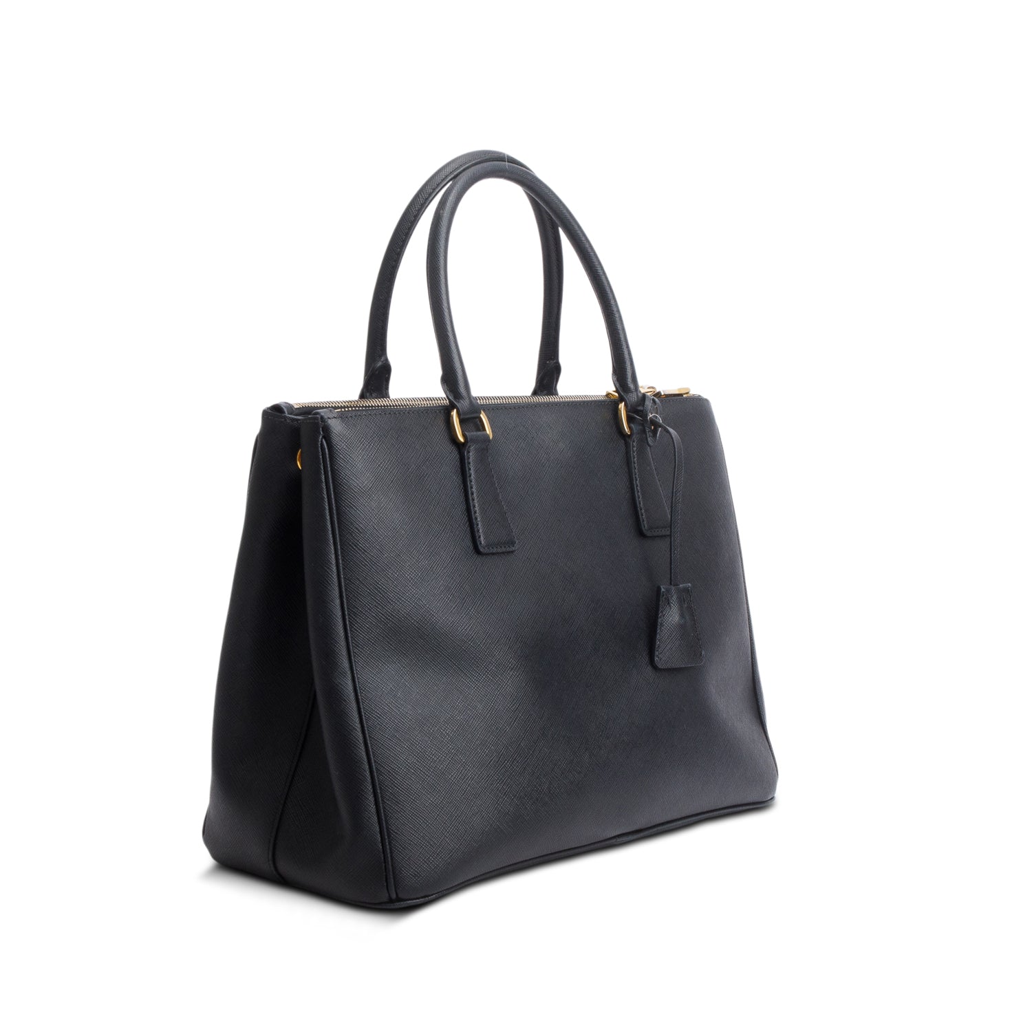 Prada Black Saffiano Lux Medium Galleria Double Zip Front Pocket Tote w/ Authenticity Card & Strap
