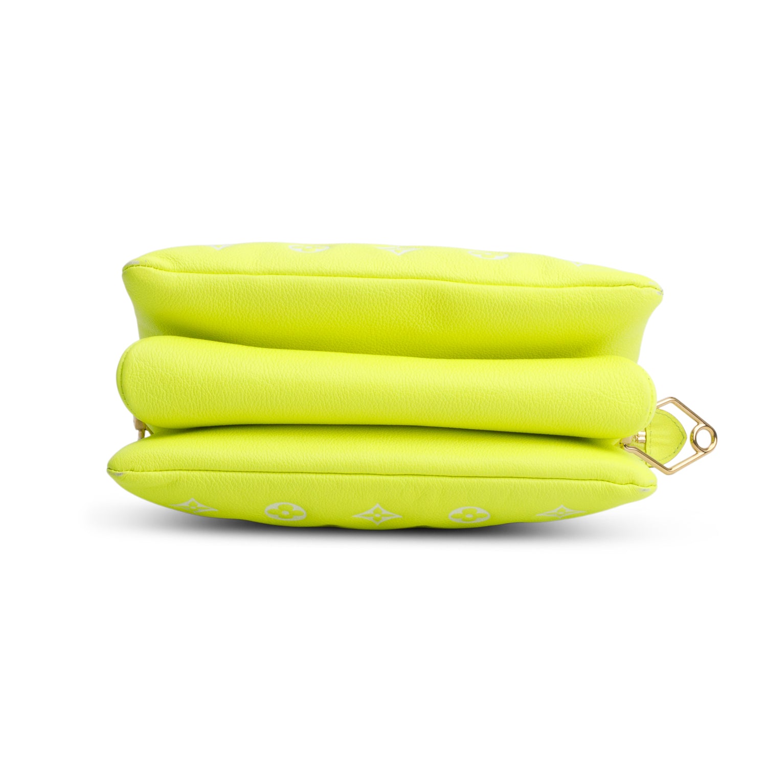 Louis Vuitton Neon Yellow Monogram Embossed Lambskin Leather Coussin PM w/ Straps