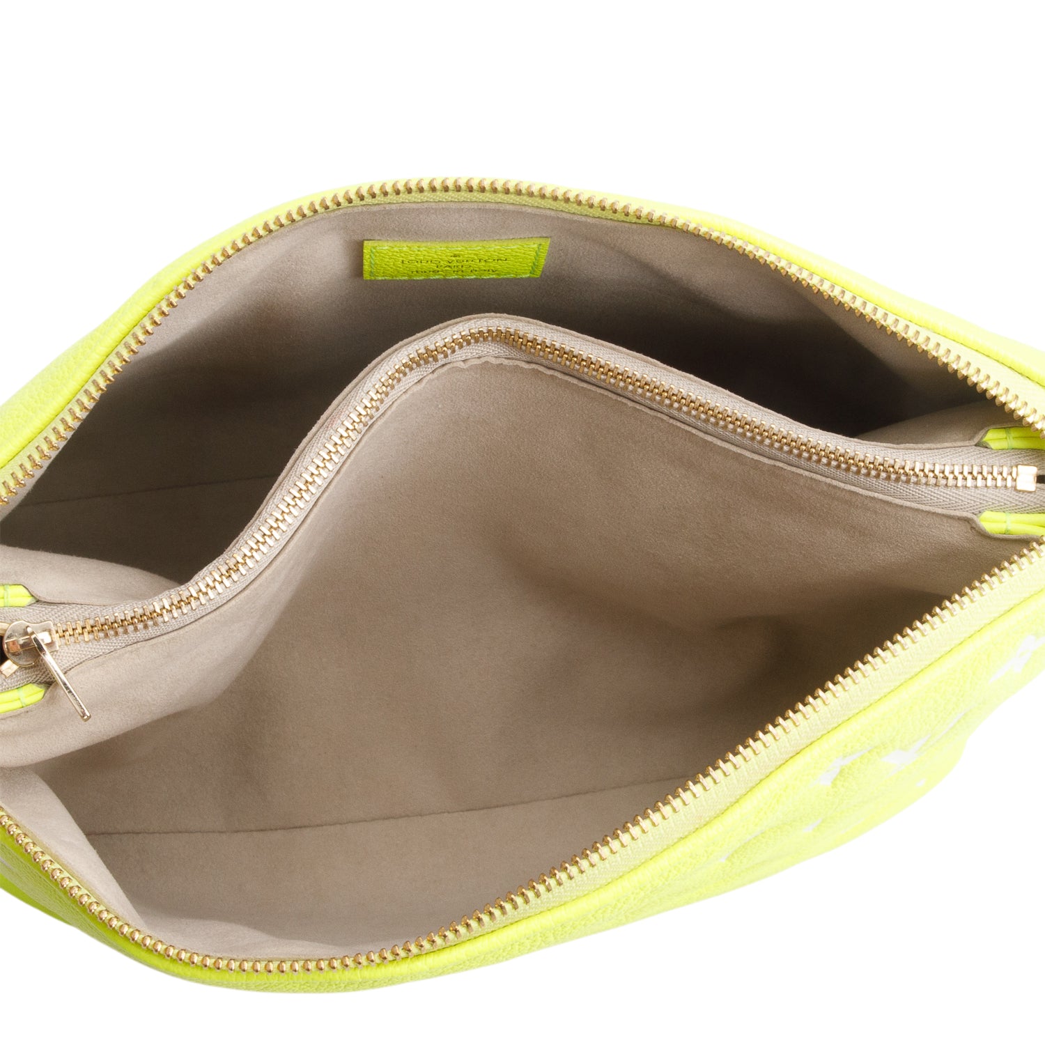 Louis Vuitton Neon Yellow Monogram Embossed Lambskin Leather Coussin PM w/ Straps