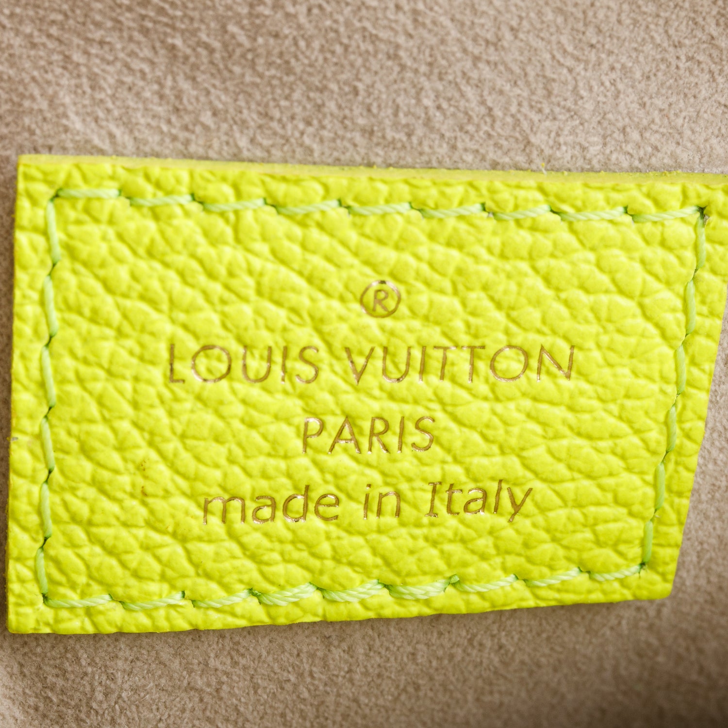 Louis Vuitton Neon Yellow Monogram Embossed Lambskin Leather Coussin PM w/ Straps