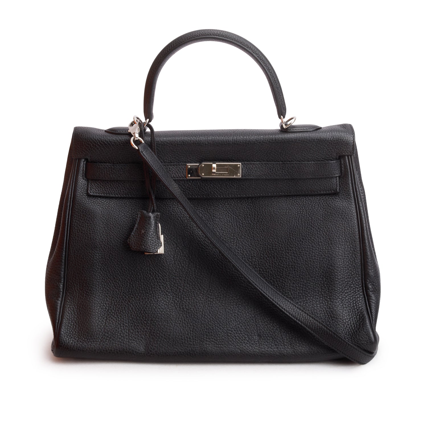 Hermes Noir Togo Kelly Retourne 35 w/ Box & Strap