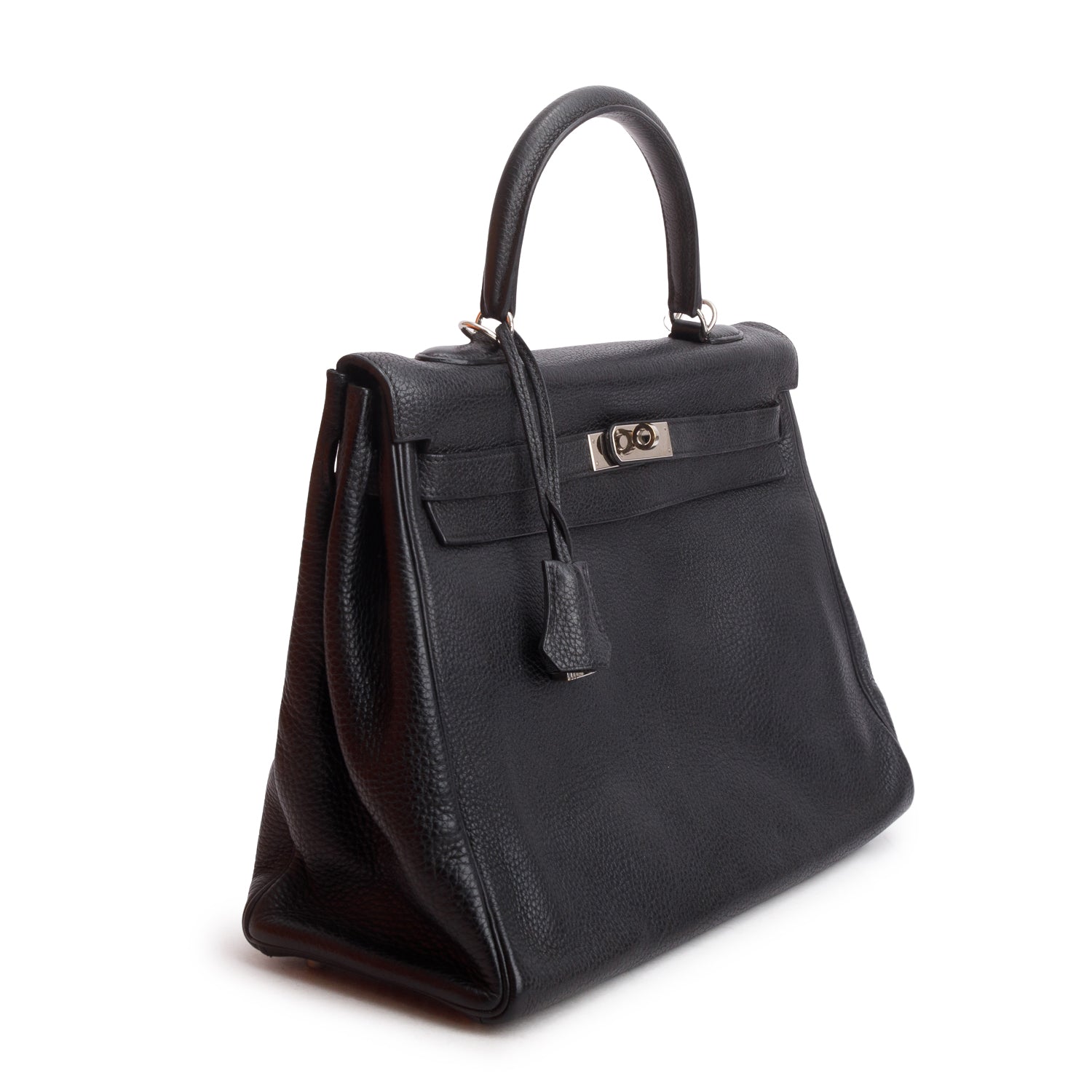 Hermes Noir Togo Kelly Retourne 35 w/ Box & Strap