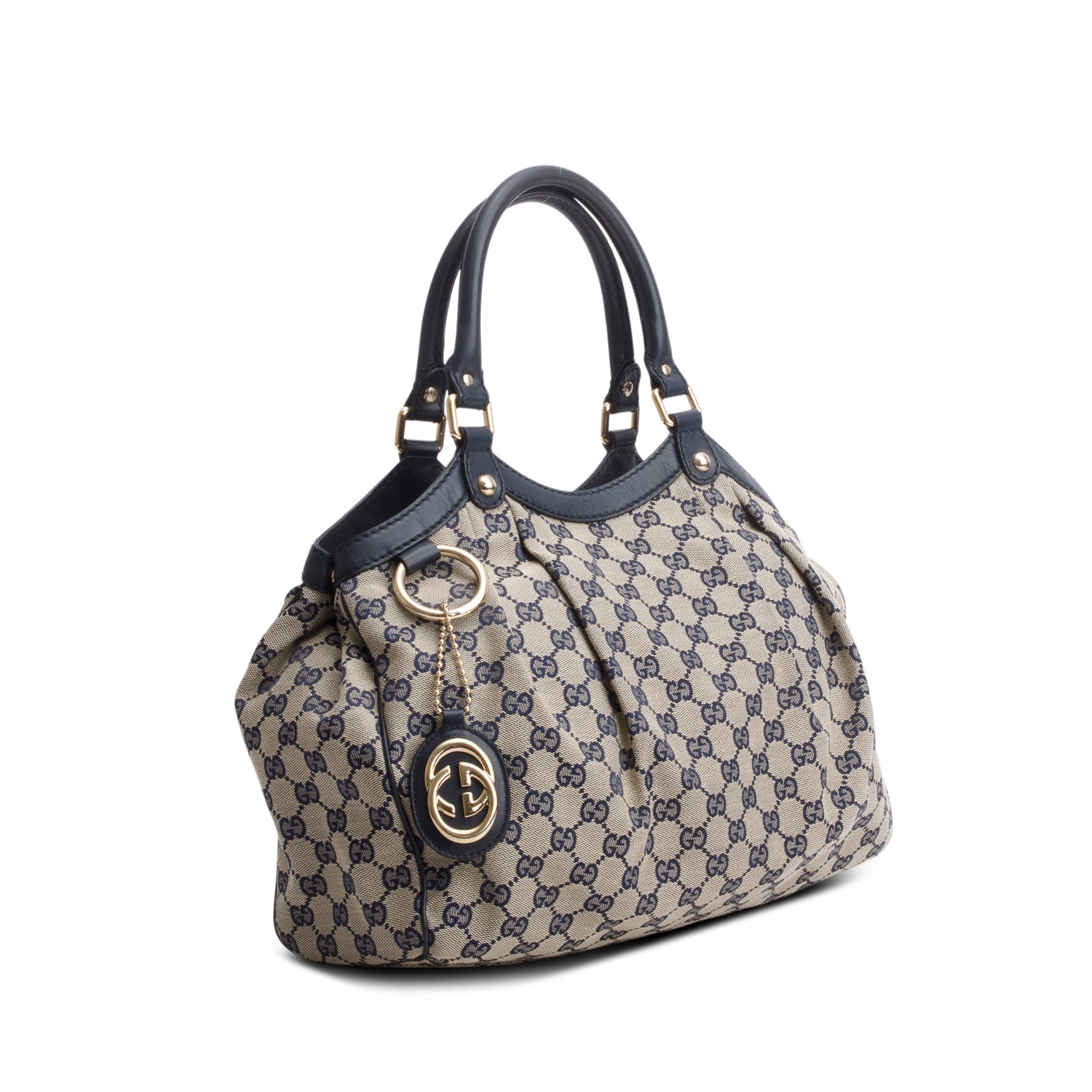 Gucci Navy Monogram Medium Sukey Tote