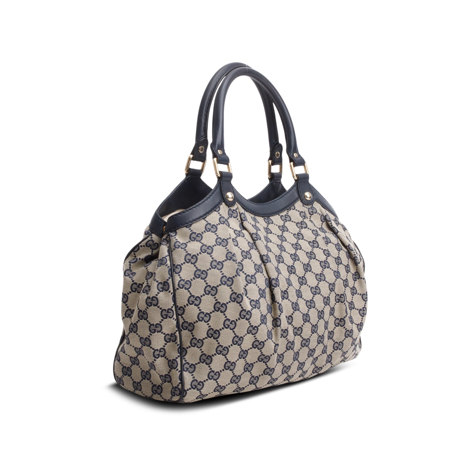 Gucci Navy Monogram Medium Sukey Tote