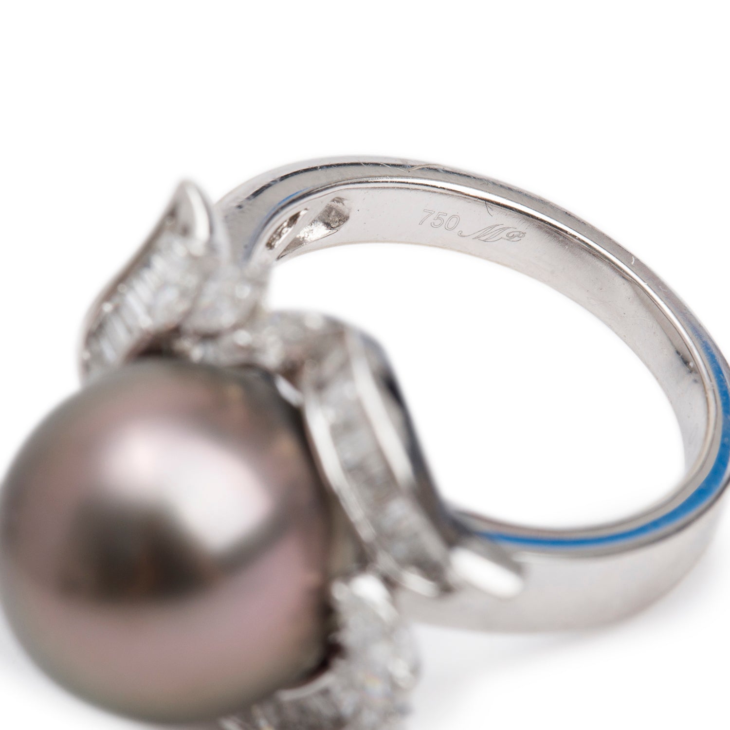 18k White Gold South Sea Pearl & Diamond Ring, Size 6