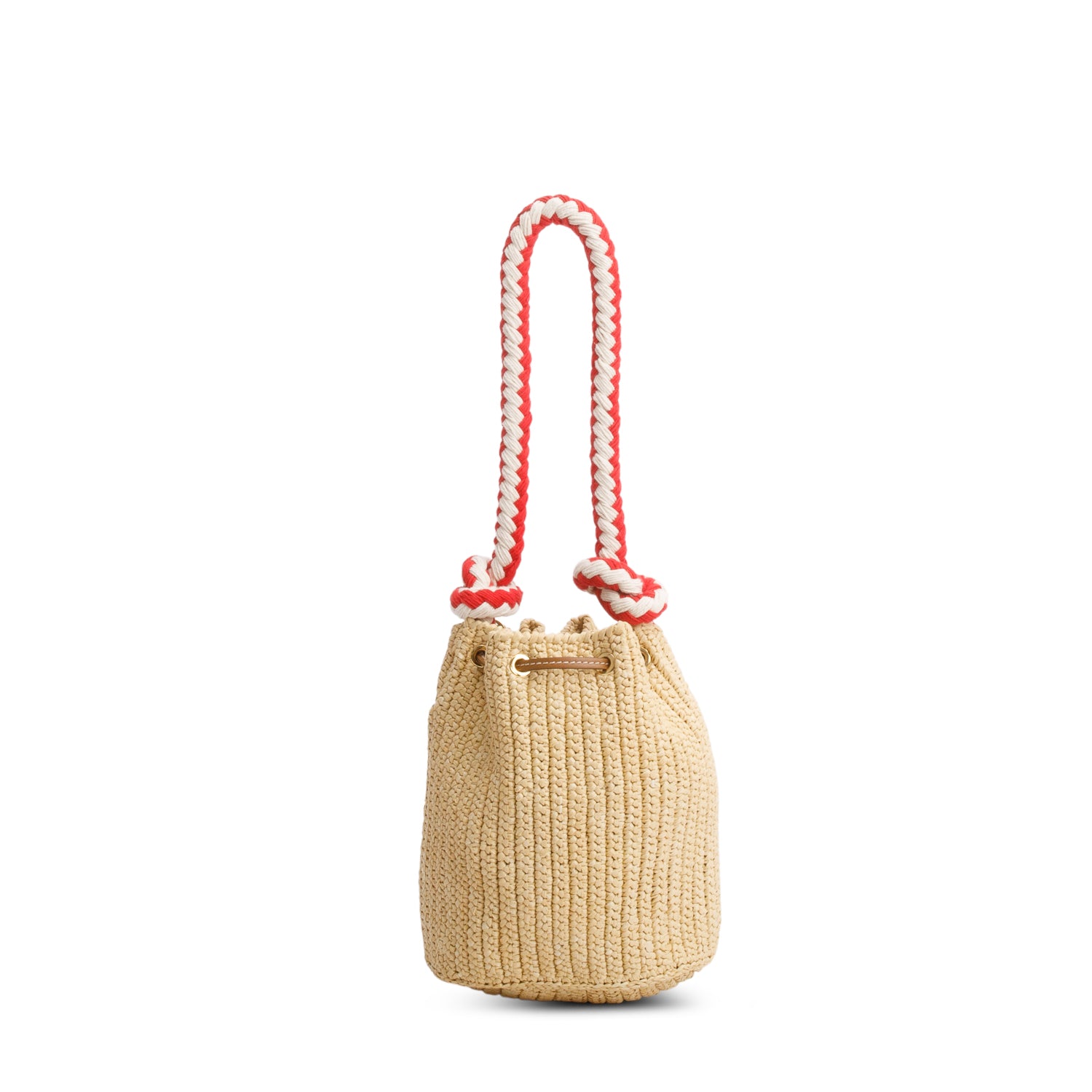 Prada Beige Crochet Mini Bucket Bag w/ Strap
