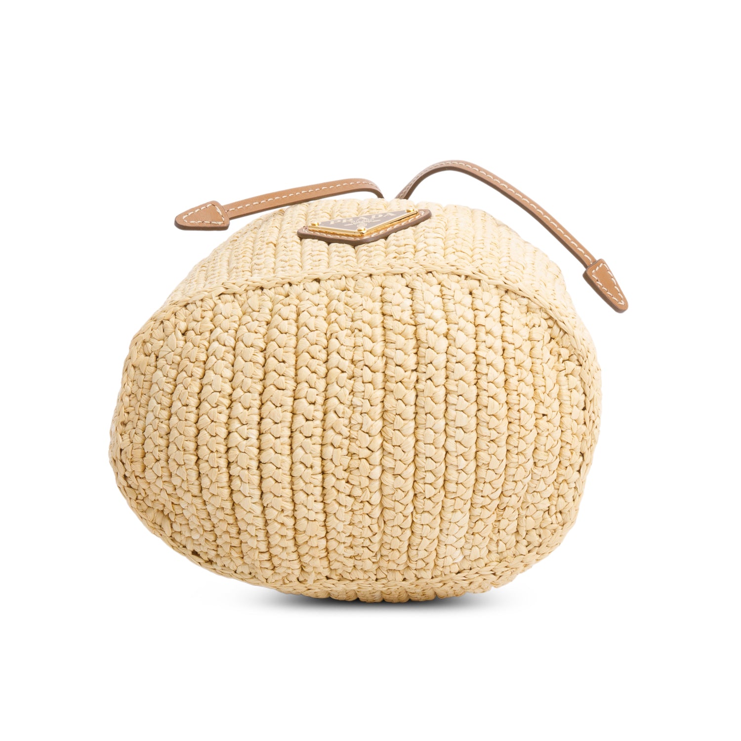 Prada Beige Crochet Mini Bucket Bag w/ Strap