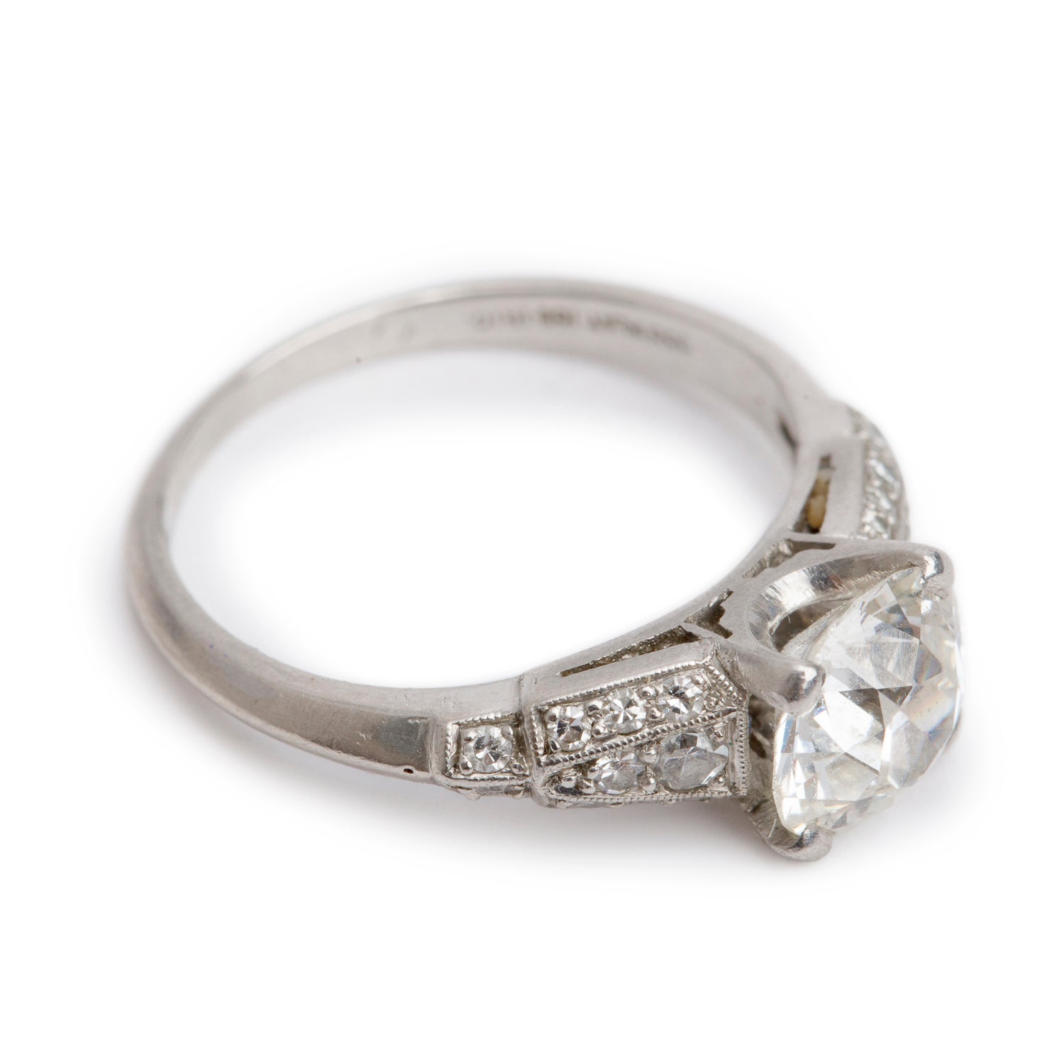 Antique Platinum Diamond Engagement Ring, Size 3.5