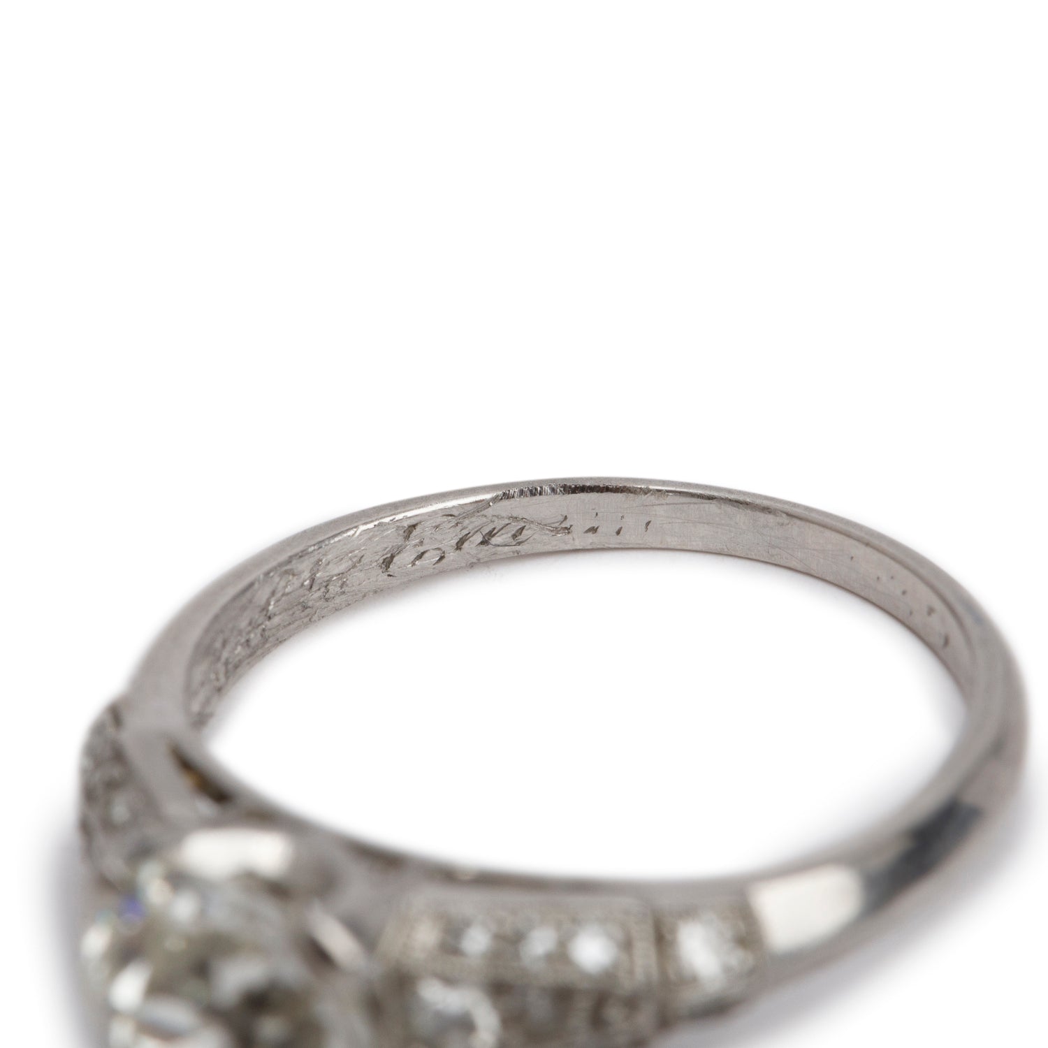 Antique Platinum Diamond Engagement Ring, Size 3.5