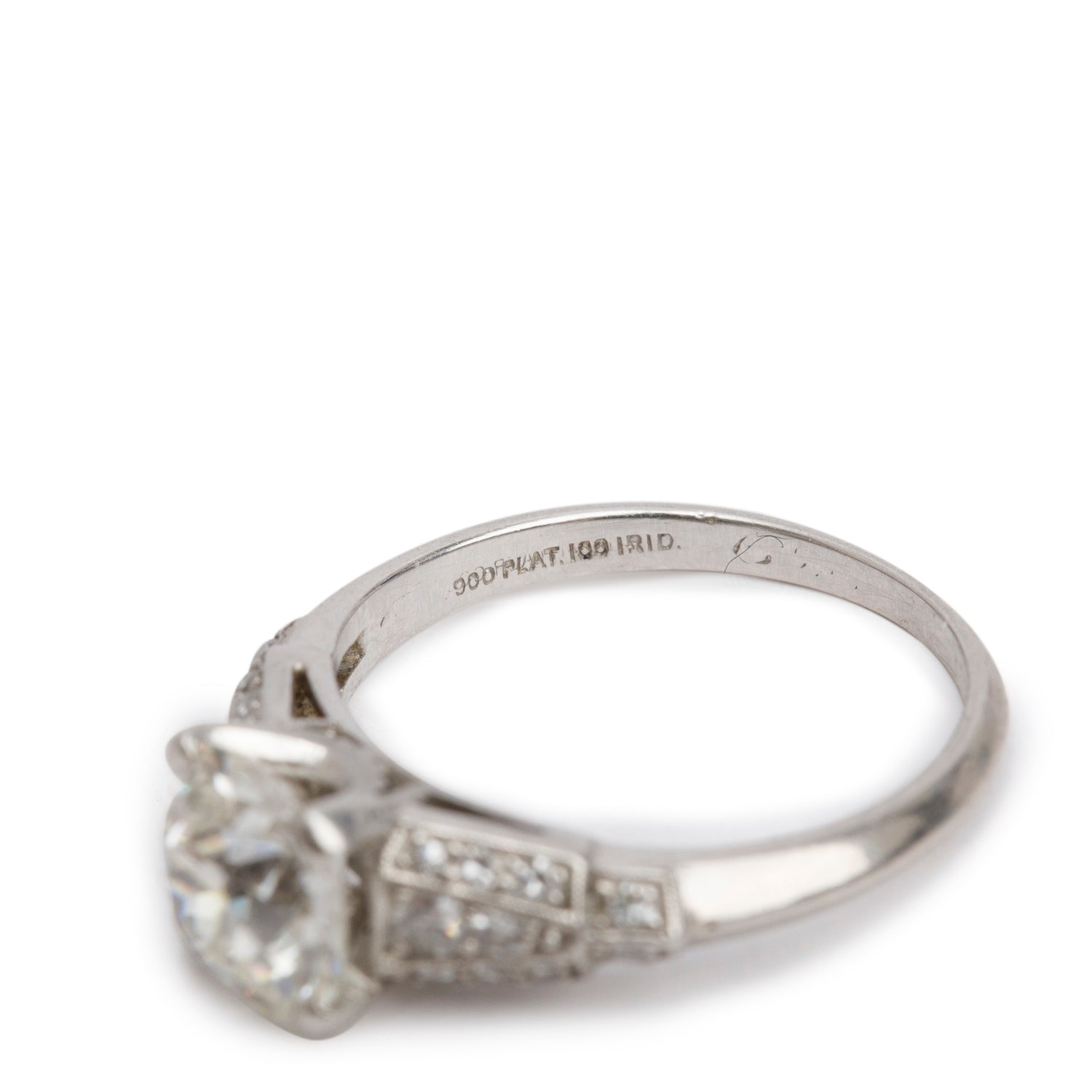 Antique Platinum Diamond Engagement Ring, Size 3.5