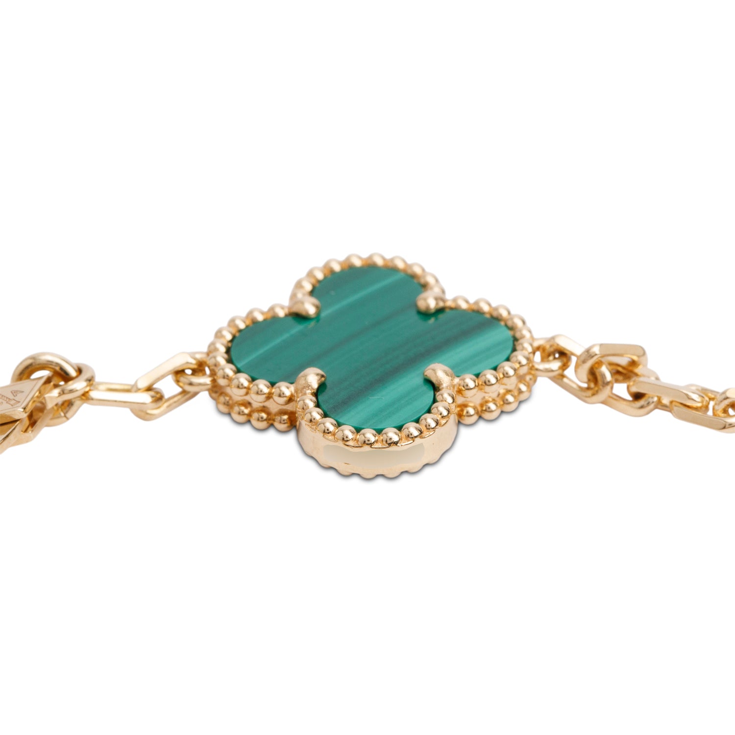 Van Cleef & Arpels 2024 18k Yellow Gold Vintage 5 Motif Malachite Bracelet w/ Box & Certificate