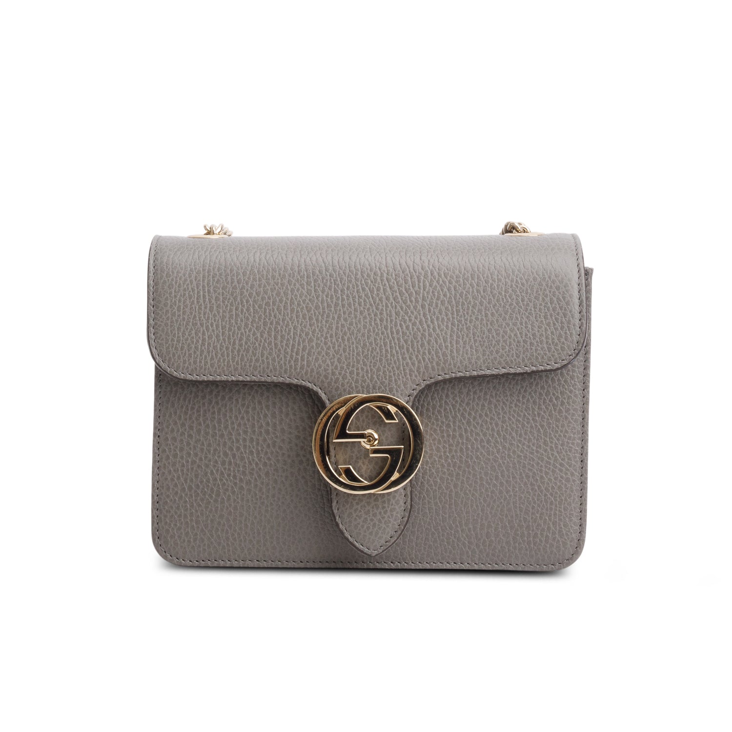 Gucci Grey Dollar Calfskin Small Interlocking G Shoulder Bag