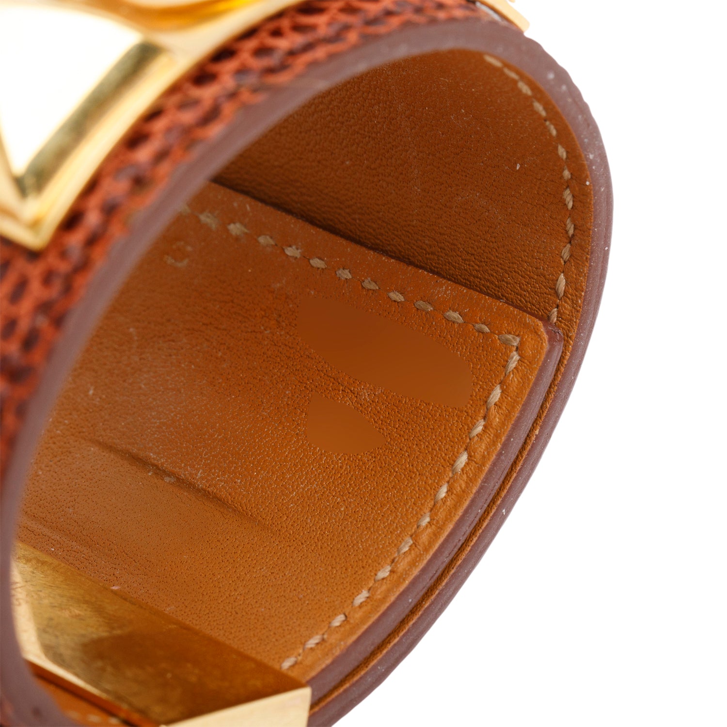 Hermes Gold Plated Lizard Collier de Chien Bracelet w/ Box