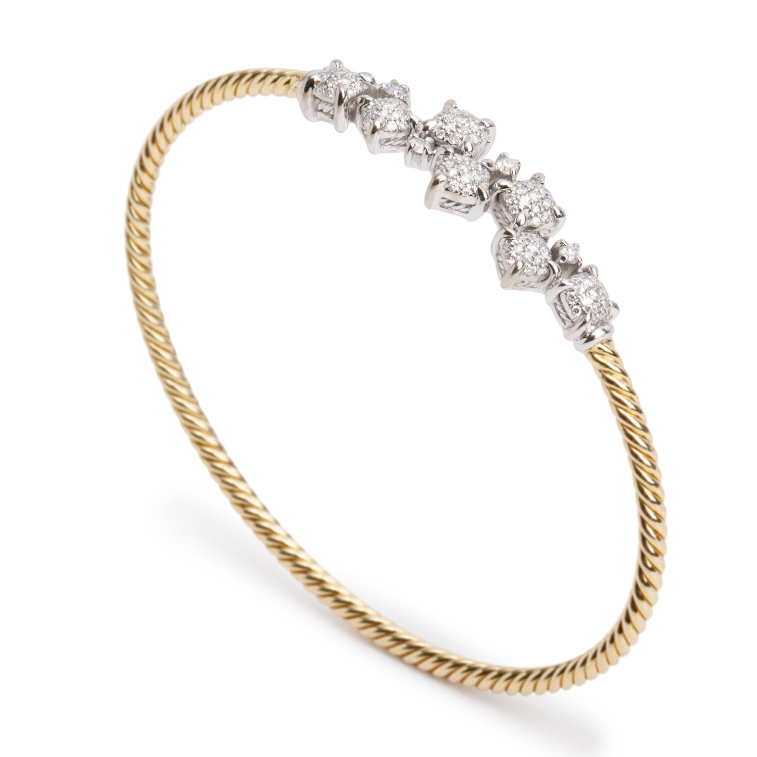 David Yurman 18k Yellow Gold Diamond 2.6 MM Cable Bracelet w/ Box