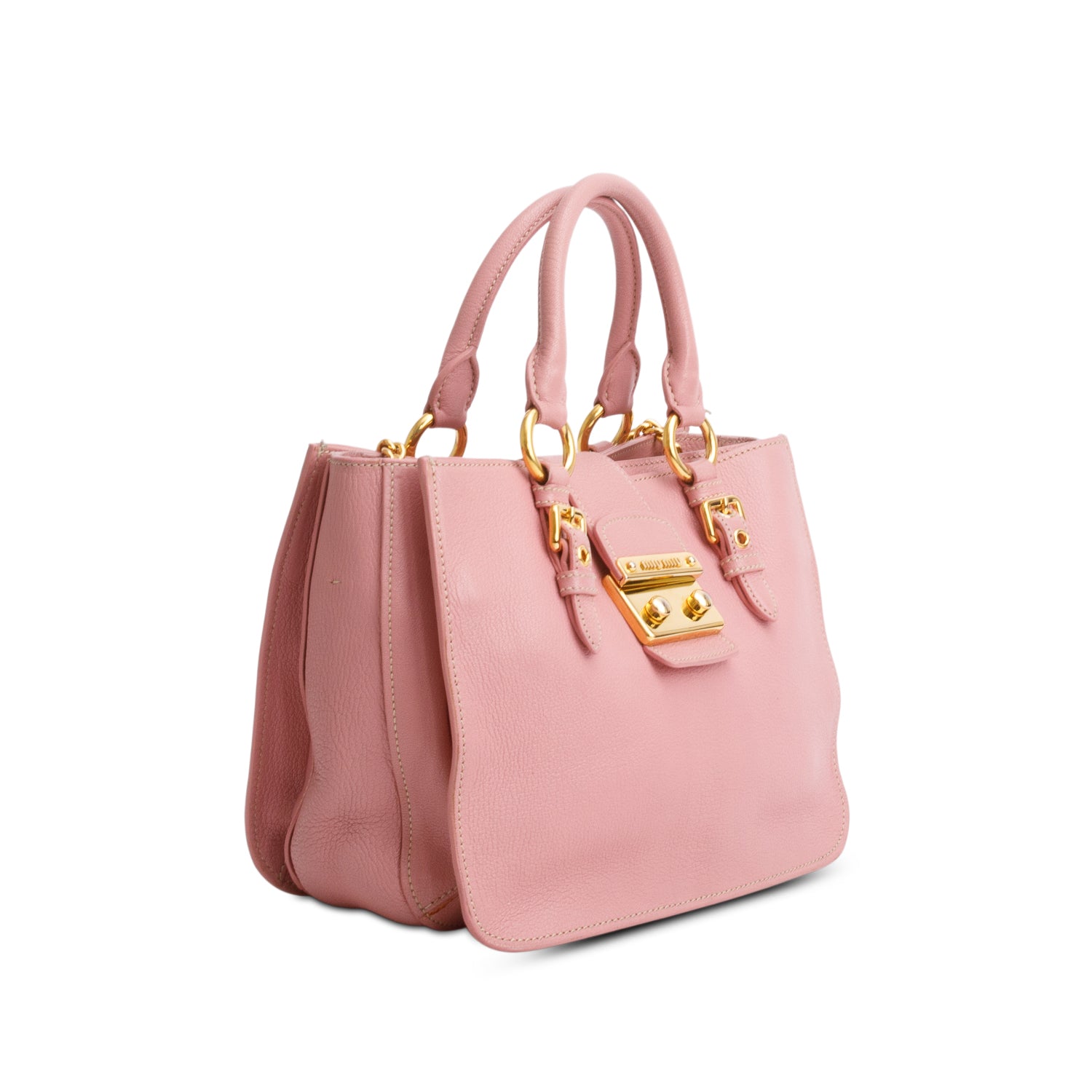 Miu Miu Pink Madras Leather Top Handle Bag w/ Authenticity Card