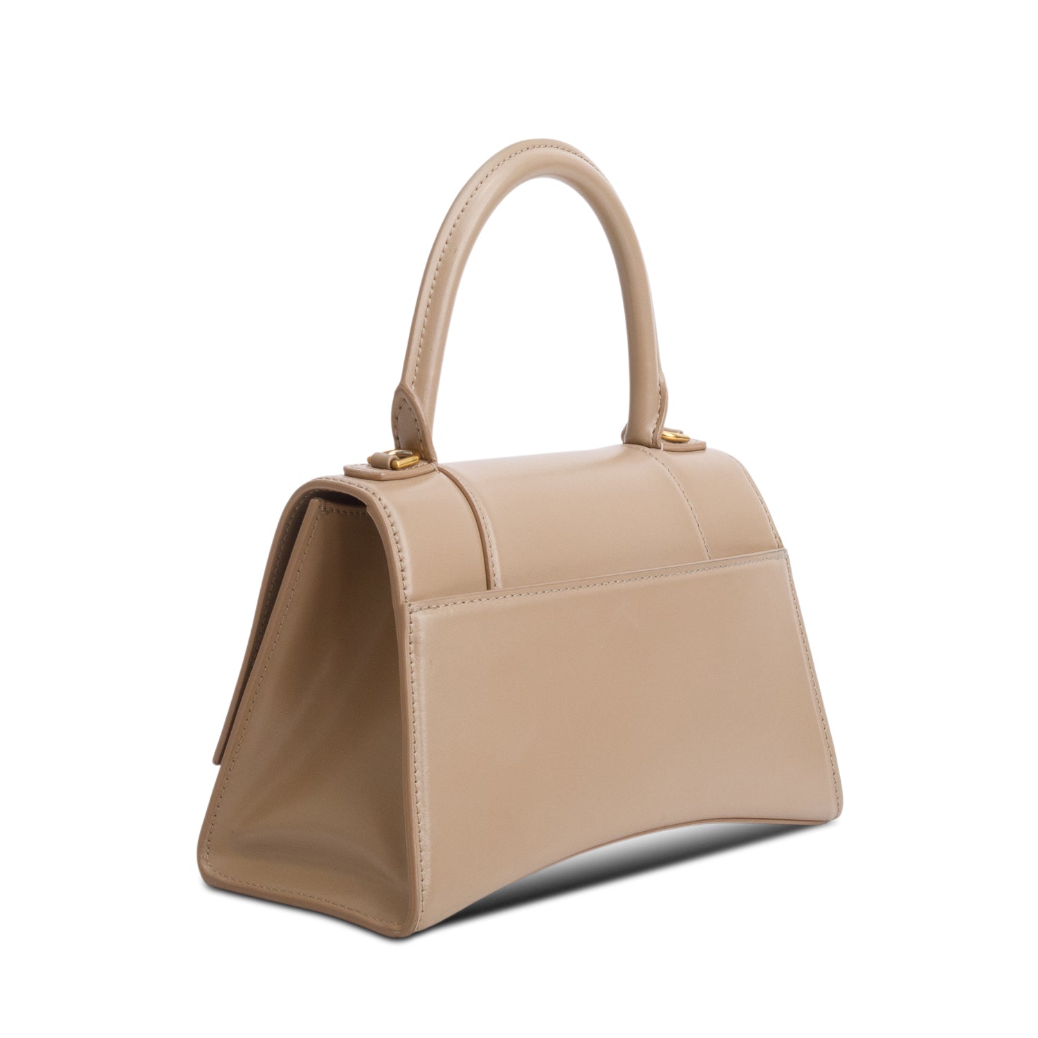 Balenciaga Beige Shiny Calfskin Small Hourglass Top Handle Bag w/ Strap