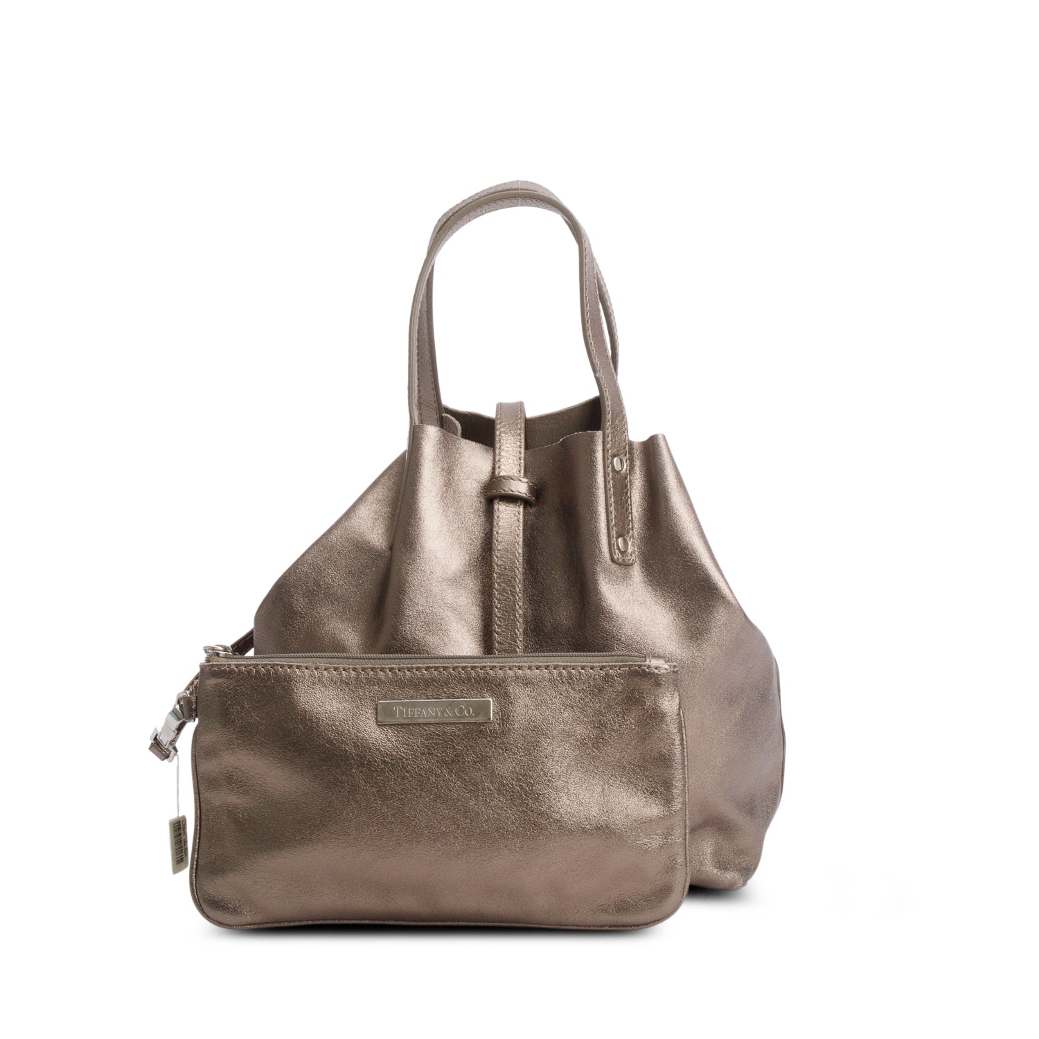 Tiffany & Co. Metallic Bronze Mini Tote Bag w/ Pouch