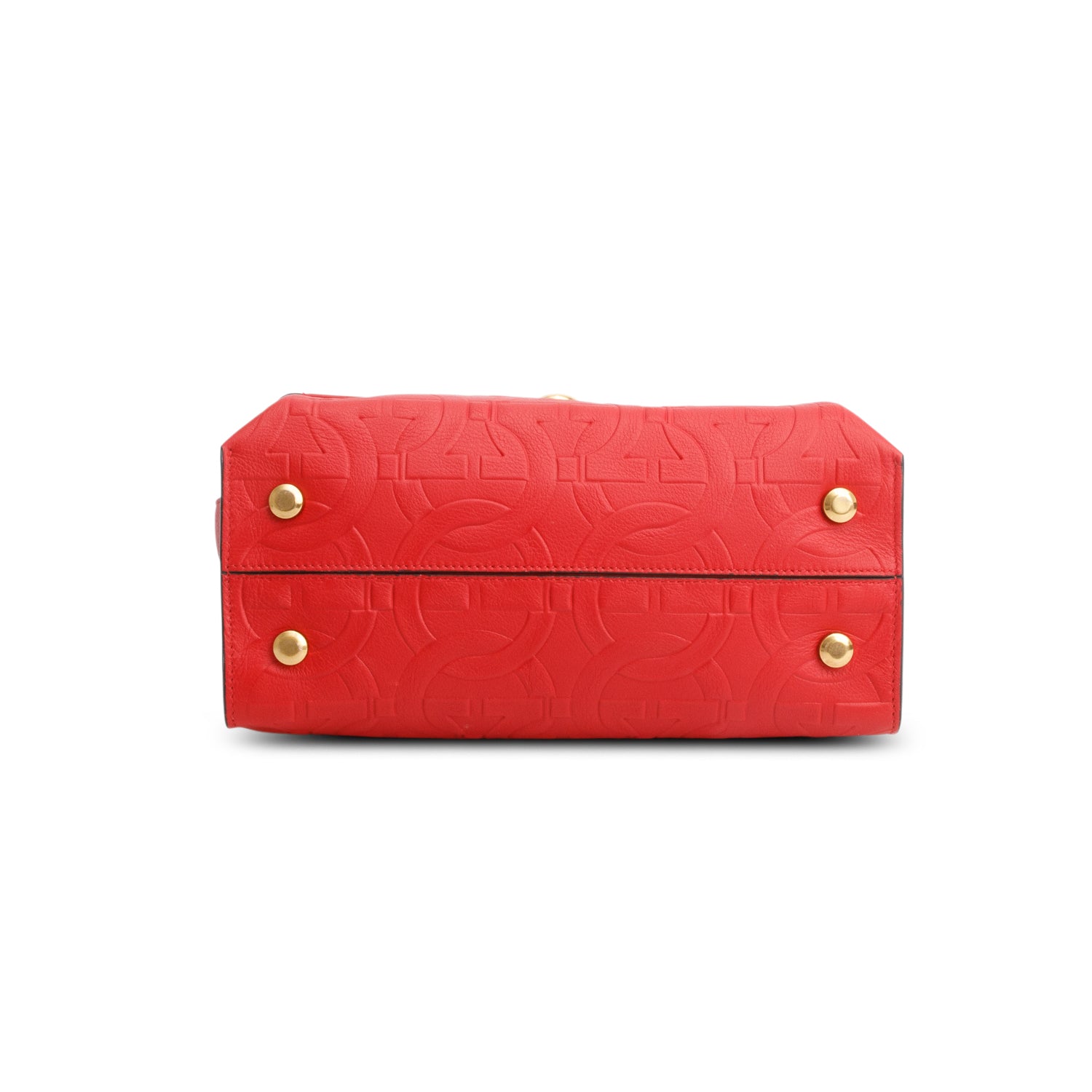 Salvatore Ferragamo Red Leather Trifolio Top Handle Bag w/ Strap