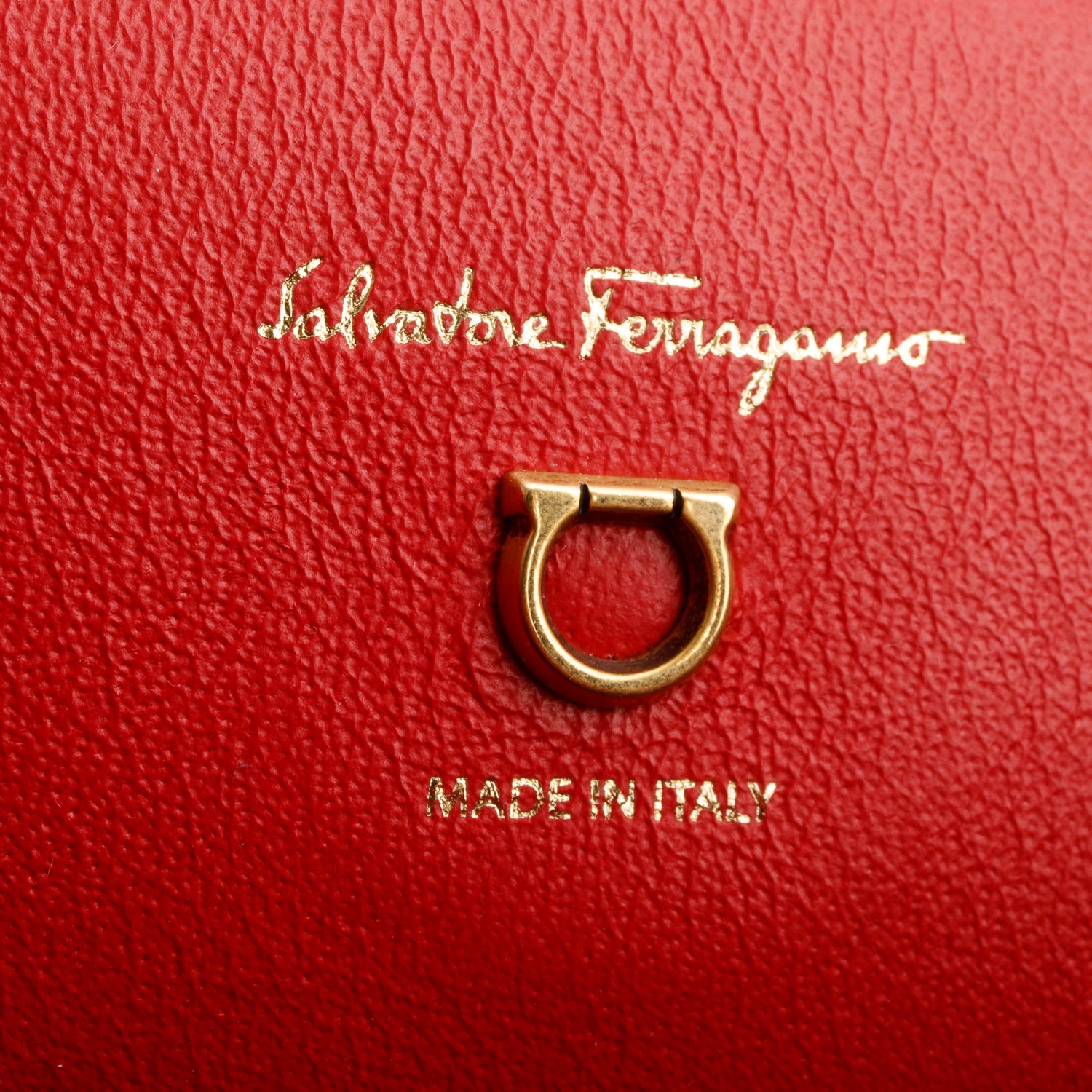 Salvatore Ferragamo Red Leather Trifolio Top Handle Bag w/ Strap