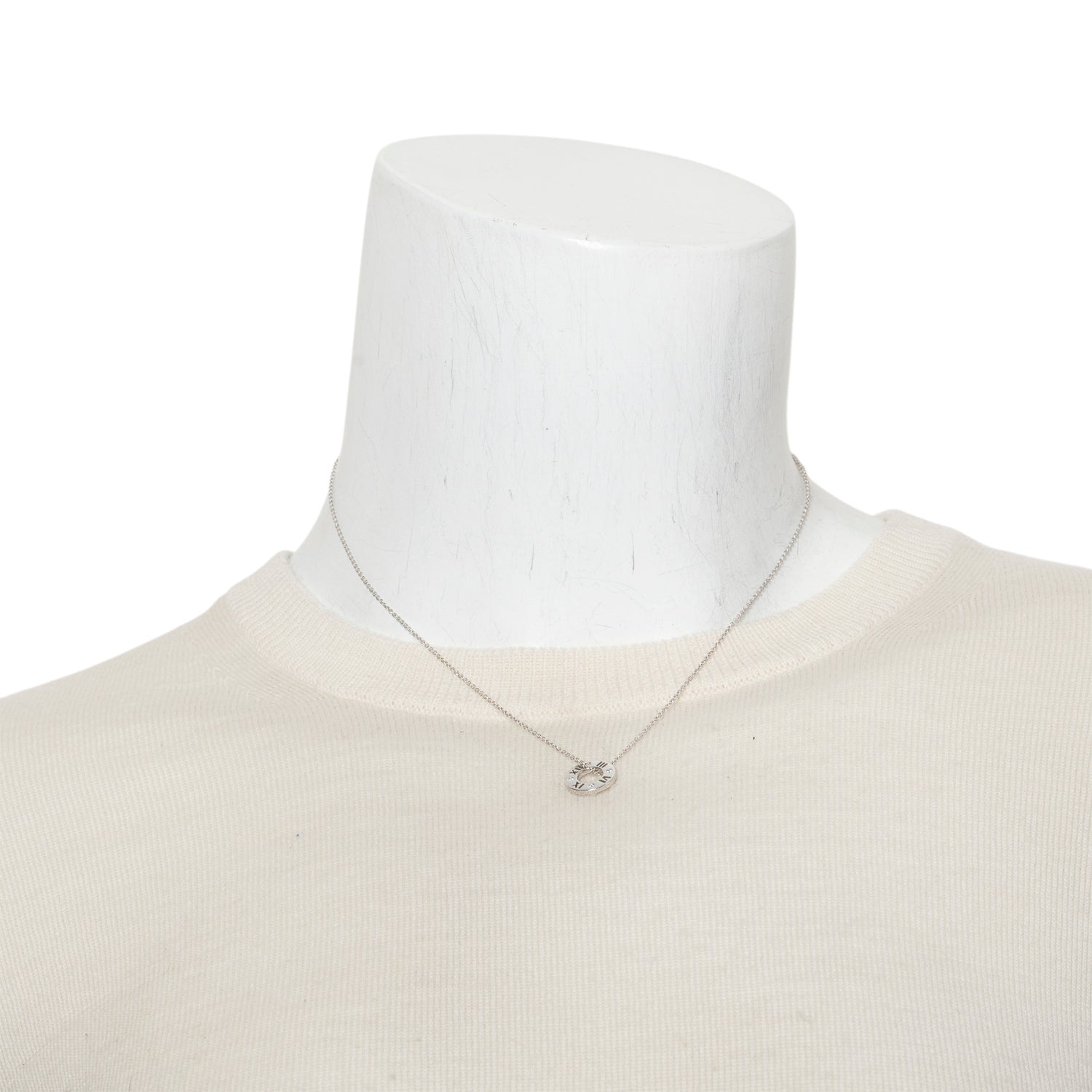 Tiffany & Co. 18k White Gold Diamond Atlas Pierced Pendant Necklace w/ Box