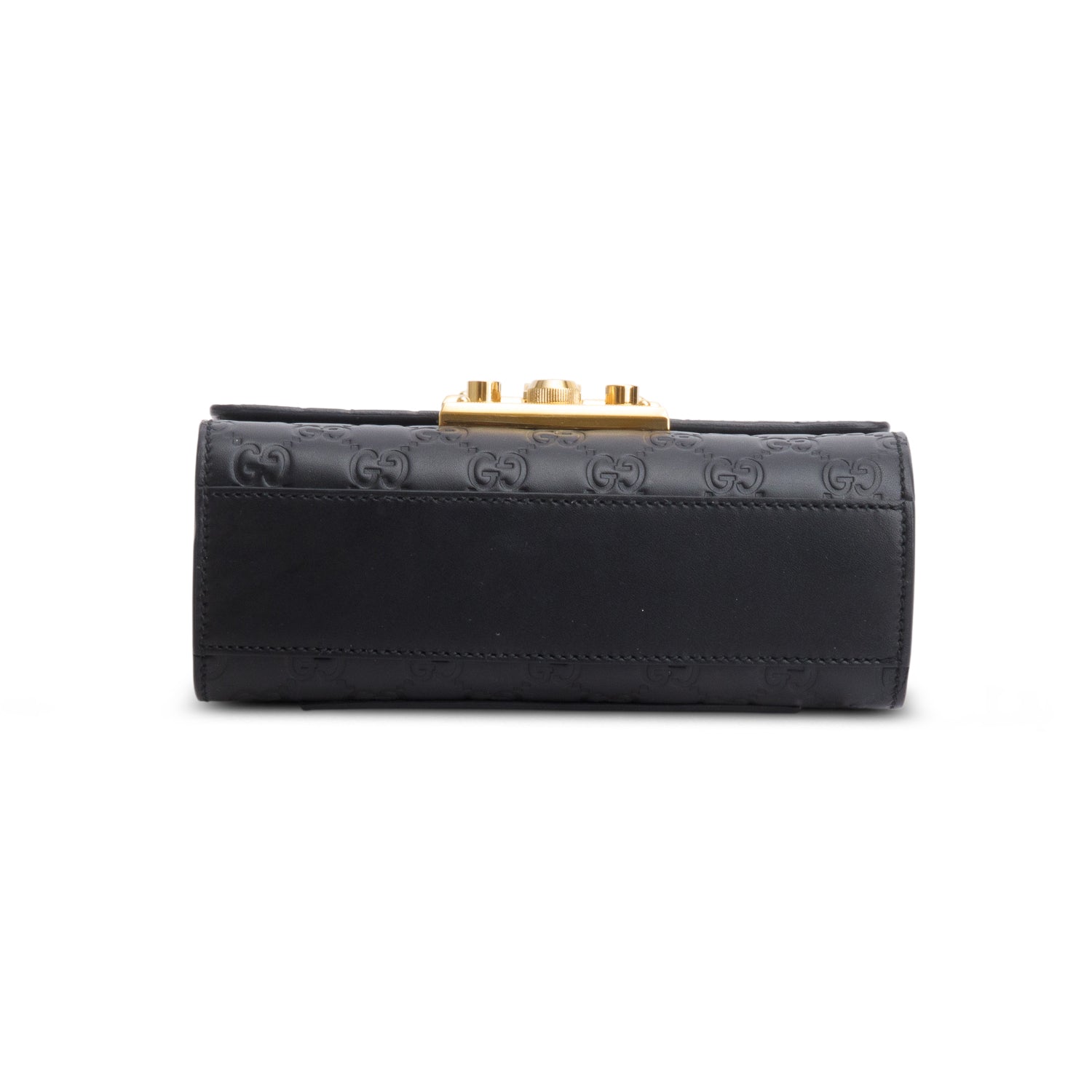 Gucci Black Leather Signature Small Padlock Shoulder Bag