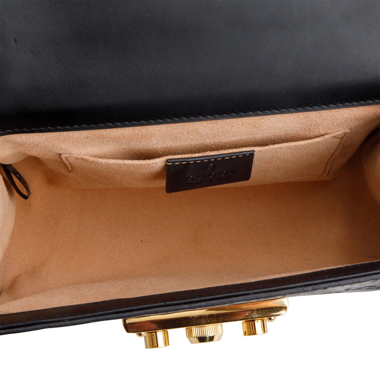 Gucci Black Leather Signature Small Padlock Shoulder Bag