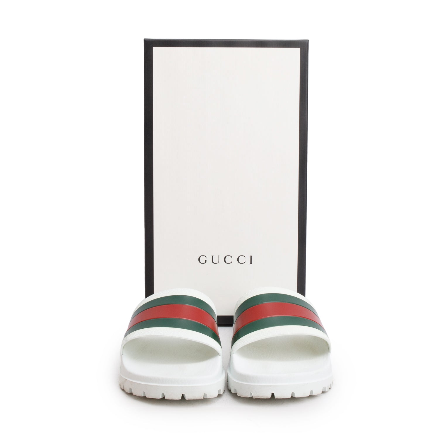 Gucci White Rubber Pool Slide Sandals, Men's Size 9 w/ Box