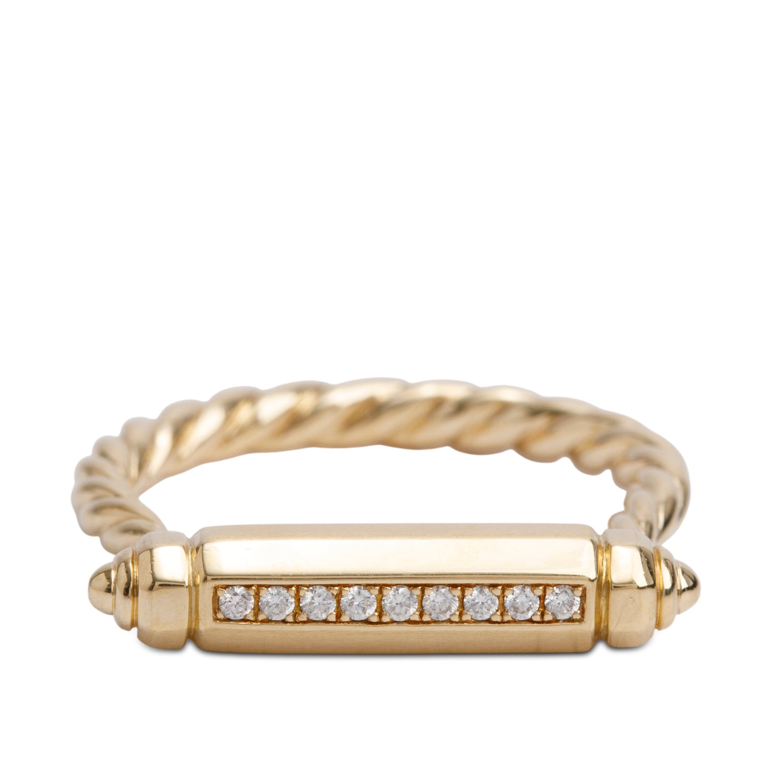 David Yurman 18k Yellow Gold Diamond Lexington 4.5MM Barrel Ring, Size 7.5 w/ Box