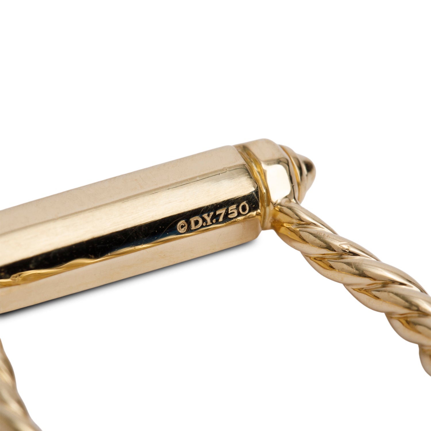 David Yurman 18k Yellow Gold Diamond Lexington 4.5MM Barrel Ring, Size 7.5 w/ Box