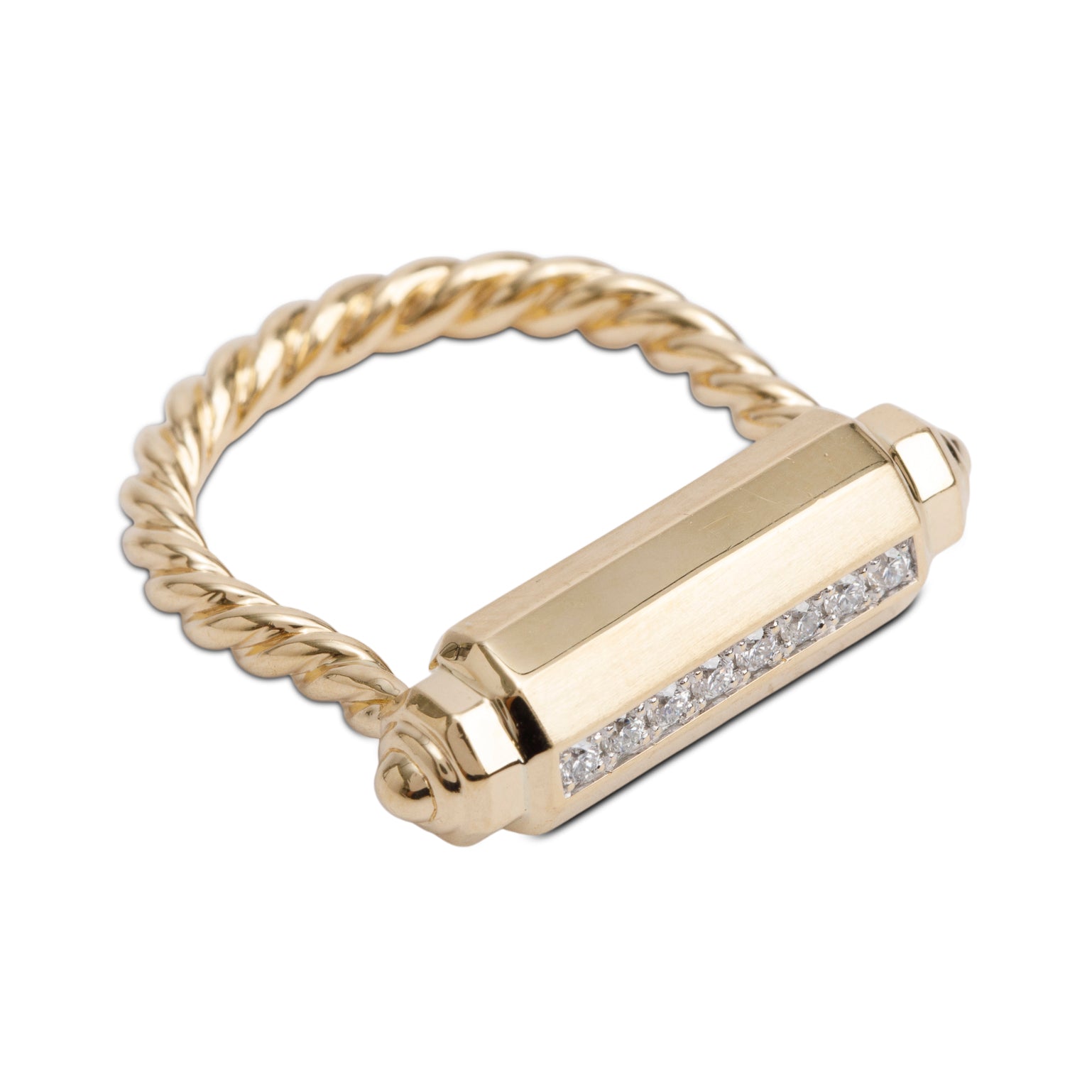 David Yurman 18k Yellow Gold Diamond Lexington 7.5MM Barrel Ring, Size 6 w/ Box