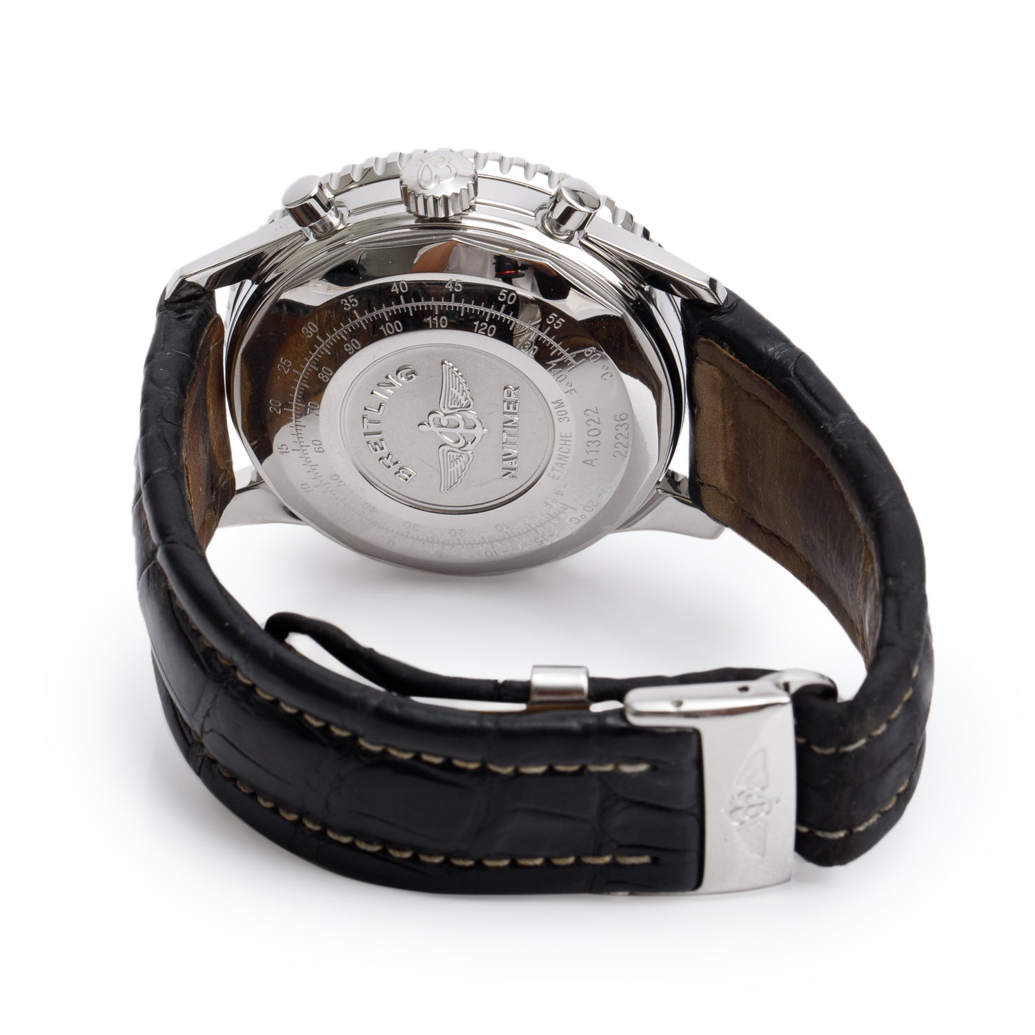 Breitling Stainless Steel Navitimer II 41 MM Chronograph Automatic Watch Black Dial A13022