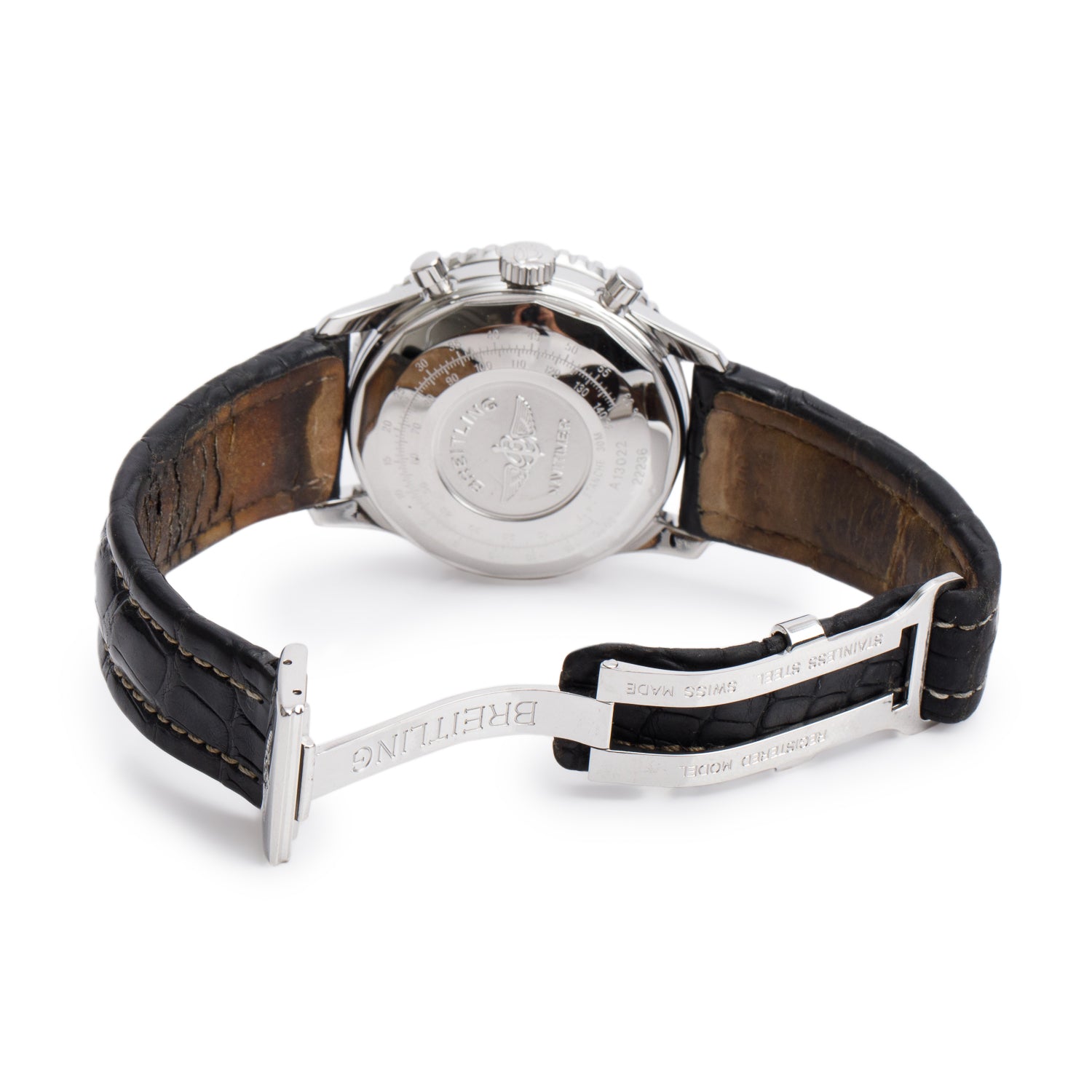 Breitling Stainless Steel Navitimer II 41 MM Chronograph Automatic Watch Black Dial A13022