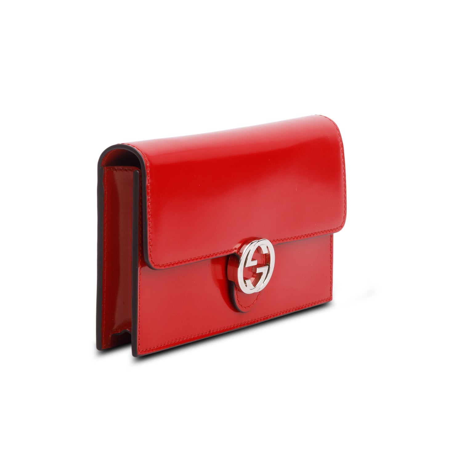 Gucci Red Shade Lux Calfskin Icon Wallet w/ Strap