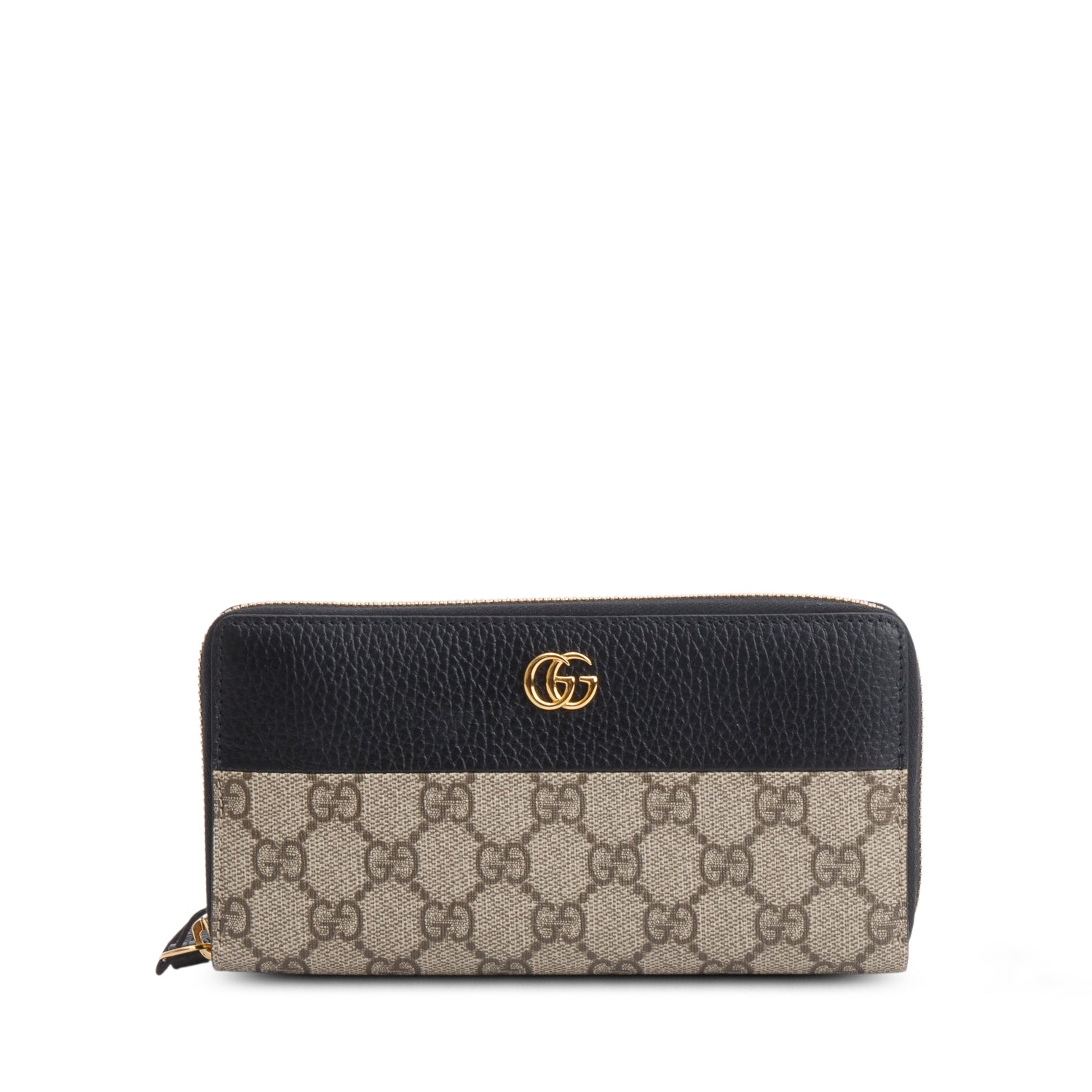 Gucci Dollar Calfskin GG Supreme Monogram GG Marmont Zip Around Wallet w/ Box