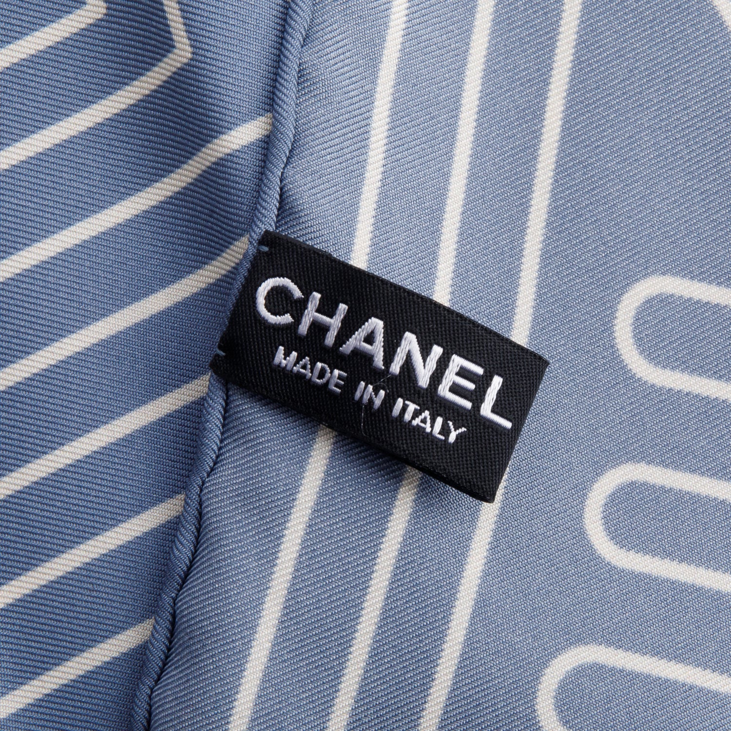 Chanel Blue Silk CC Logo Square Scarf w/ Box