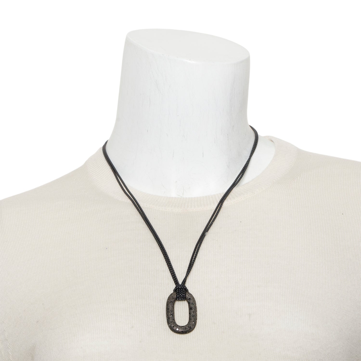 David Yurman Darkened Sterling Silver Diamond Midnight Melange Pendant Necklace