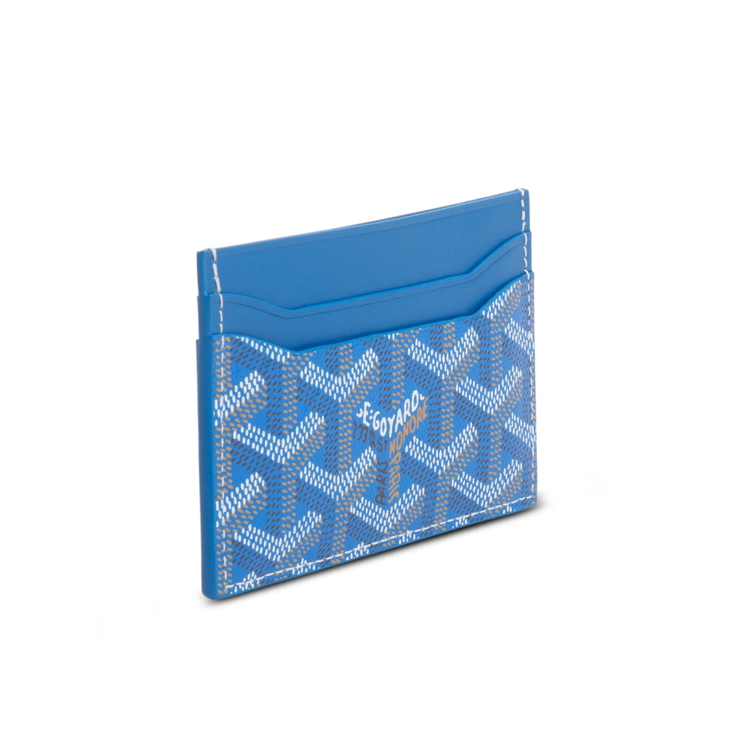 Goyard 2025 Blue Leather & Coated Canvas Saint Sulpice Card Holder w/ Box
