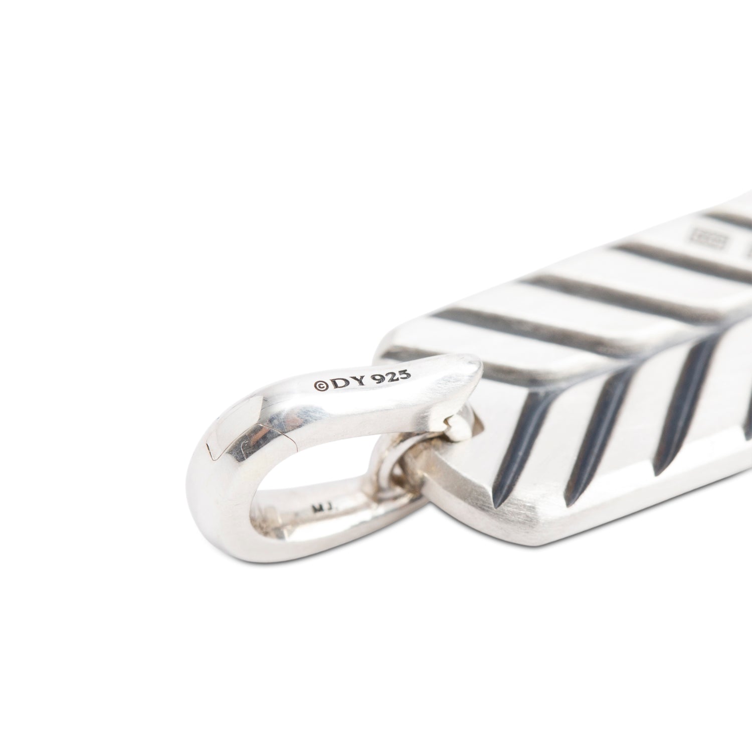 David Yurman Sterling Silver Chevron Dog Tag Pendant