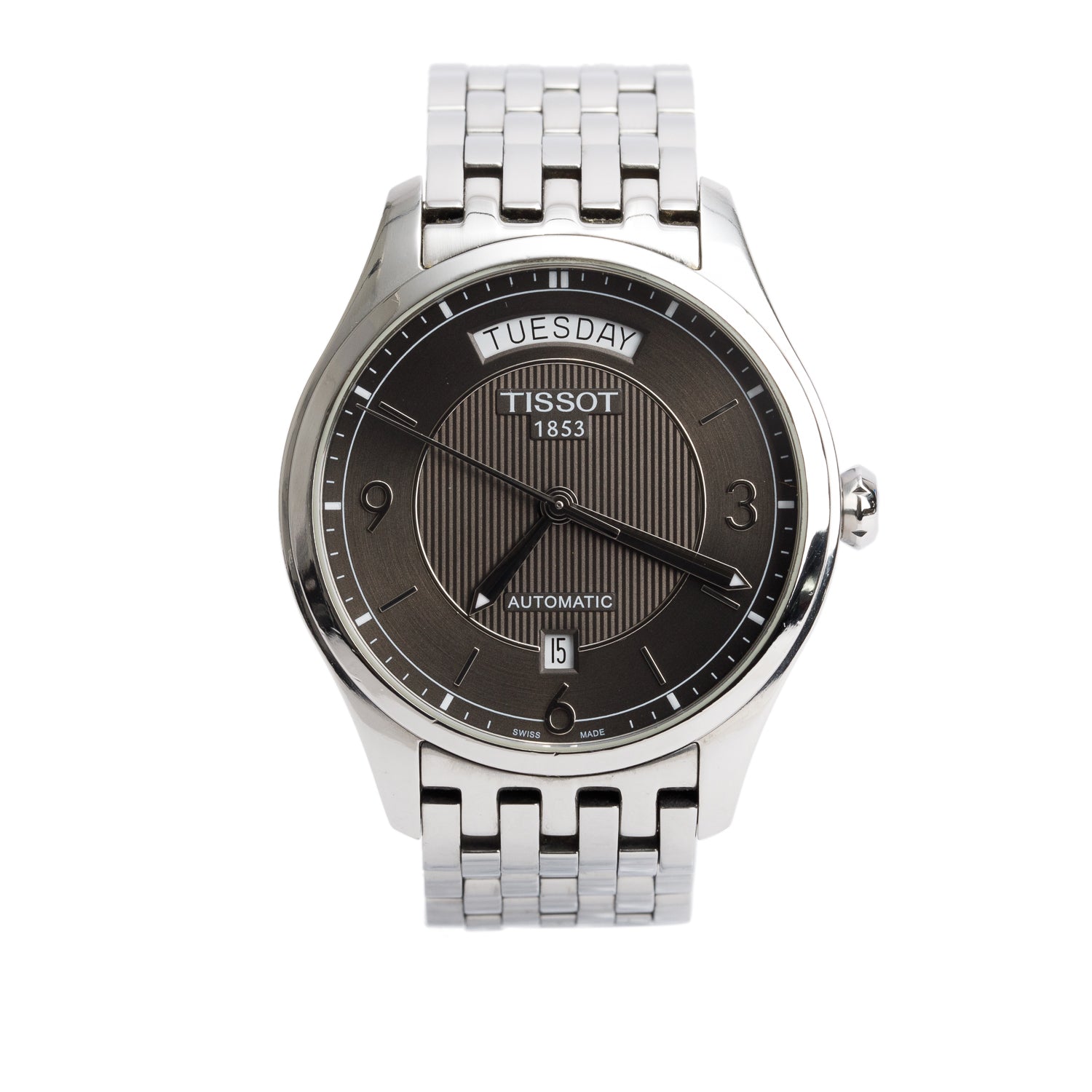 Tissot Stainless Steel T-One Day Date 38 MM Automatic Watch Grey Dial